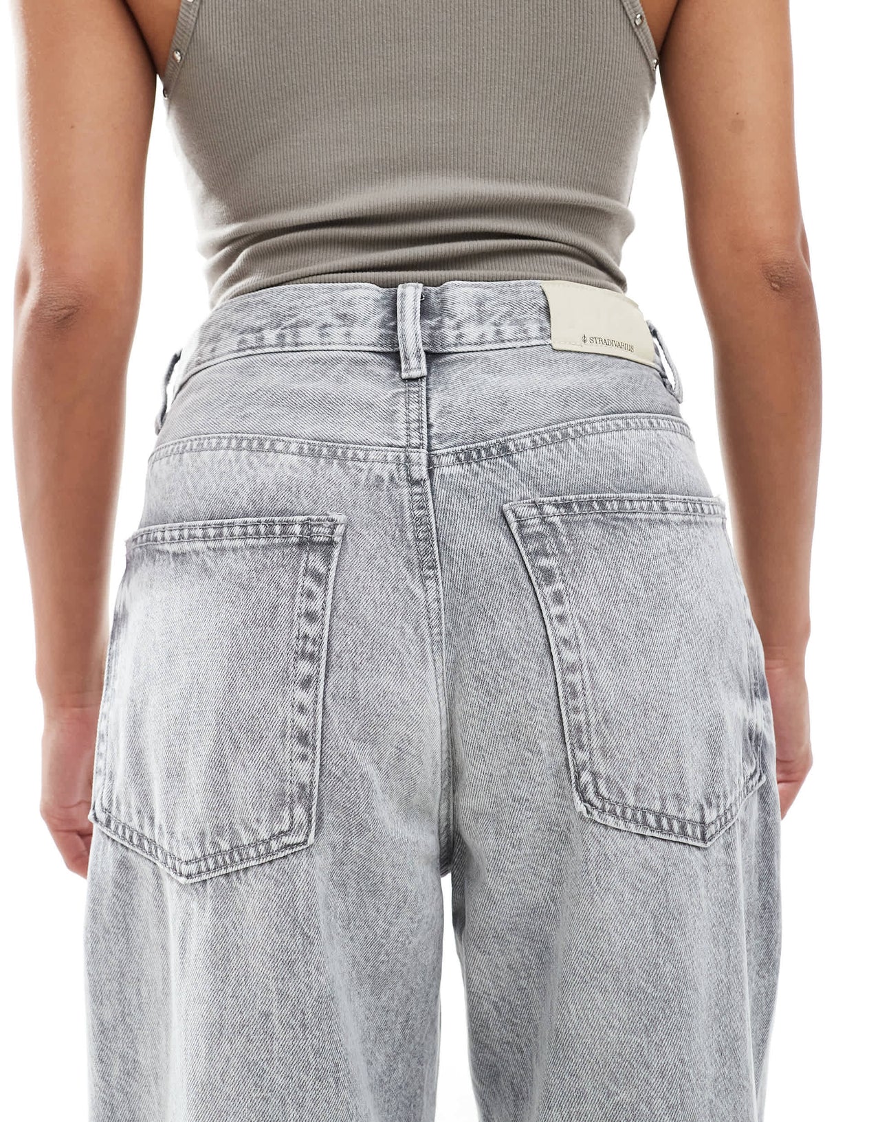 Stradivarius Petite D88 baggy jean in grey wash