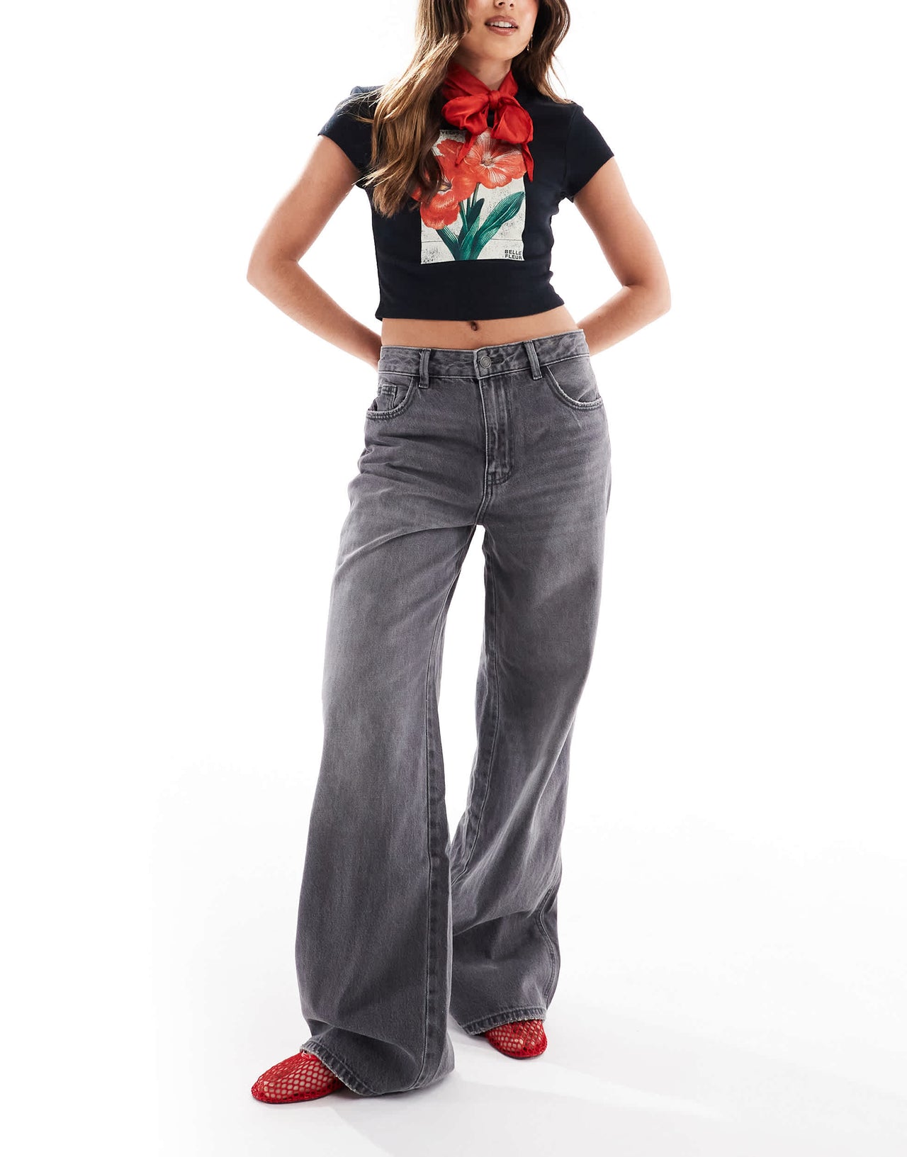 Stradivarius STR baggy low waist jeans in grey wash