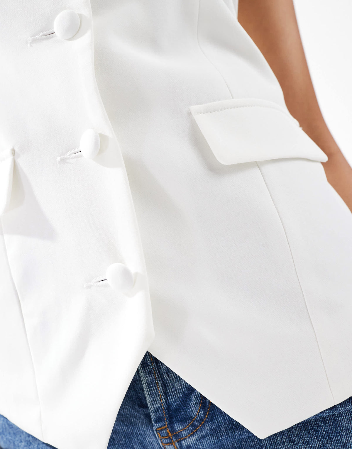 Miss Selfridge tailored button up top with tie straps co-ord in white