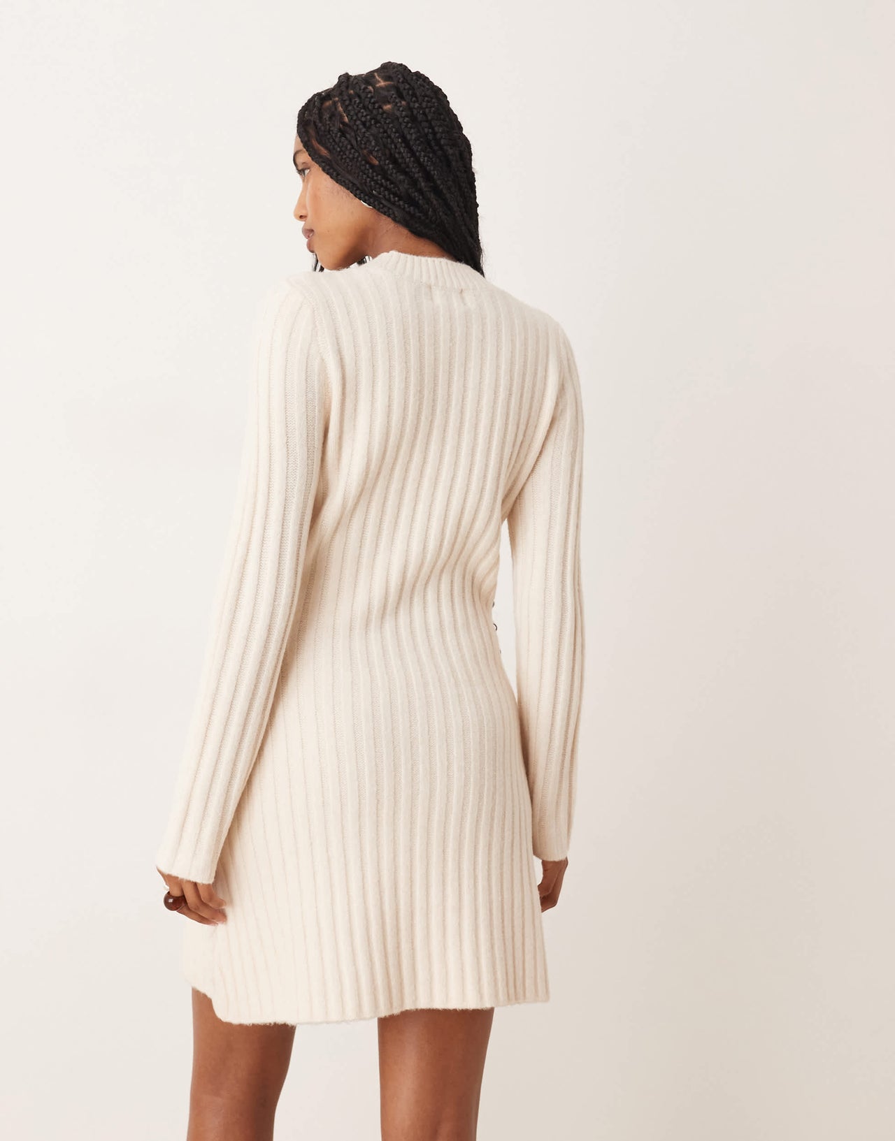 ASOS DESIGN knitted structured mini dress in cream