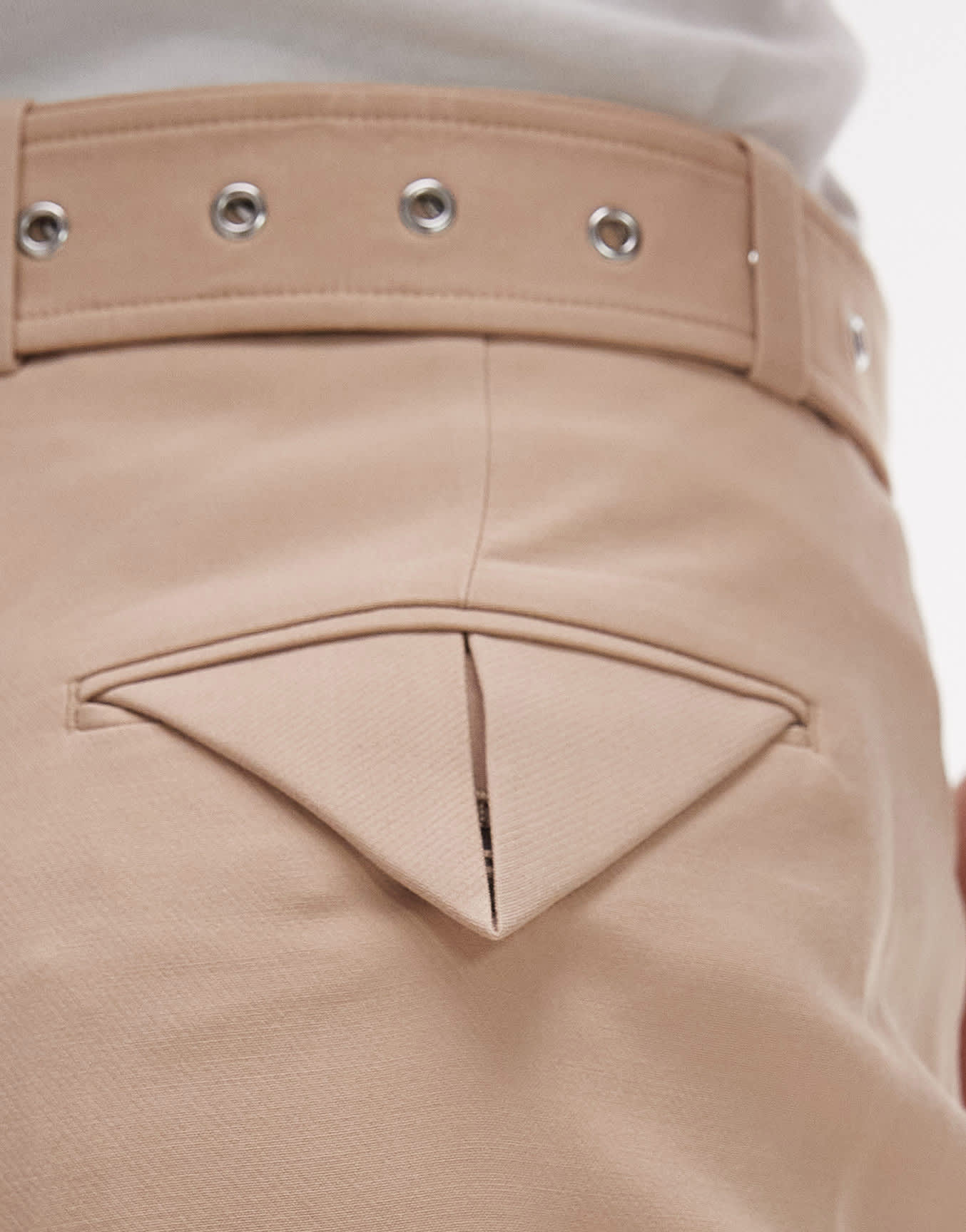 & Other Stories fluid wide leg trousers with eyelet belt in beige