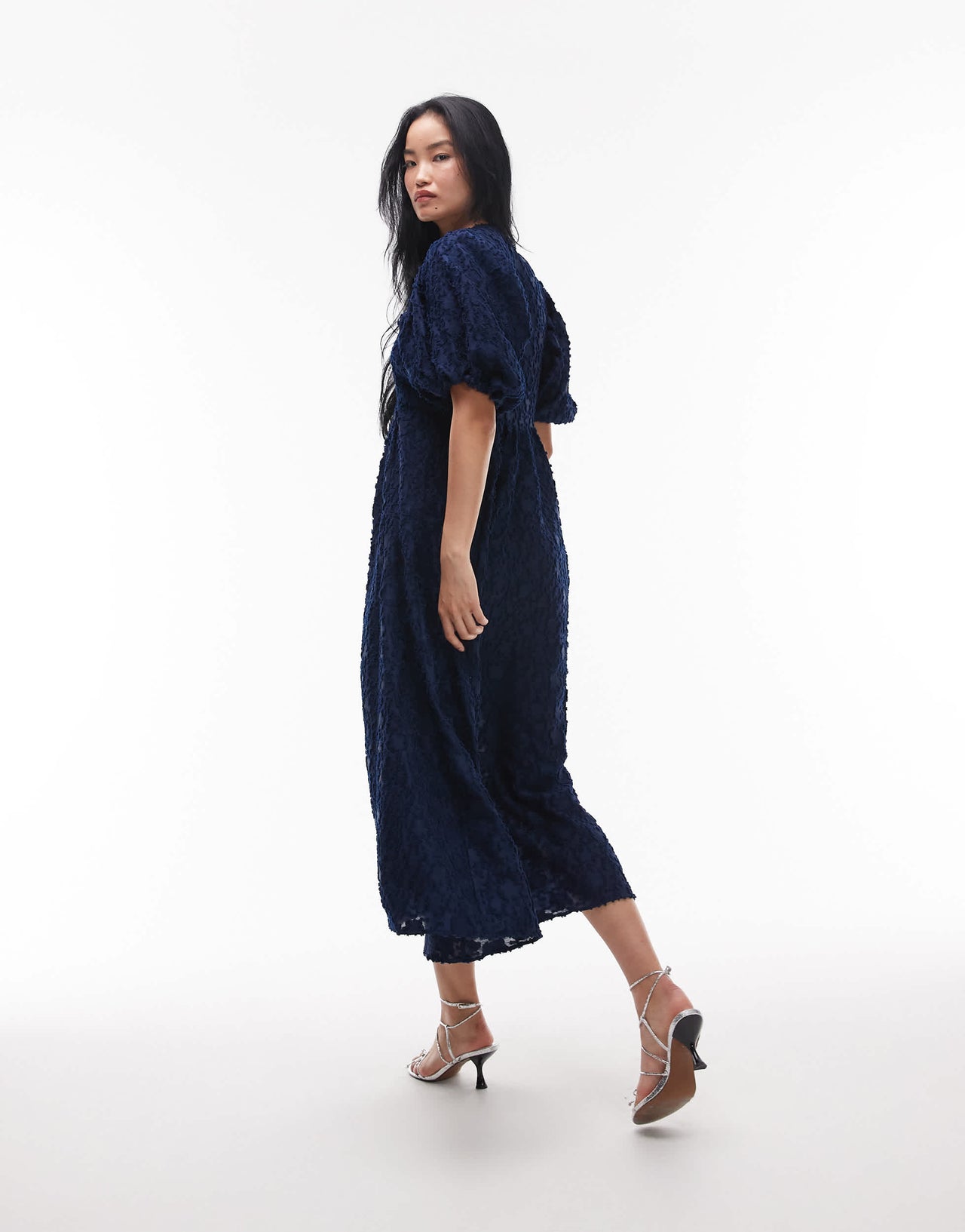 & Other Stories maxi dress with volume sleeves in 3D sheer jacquard