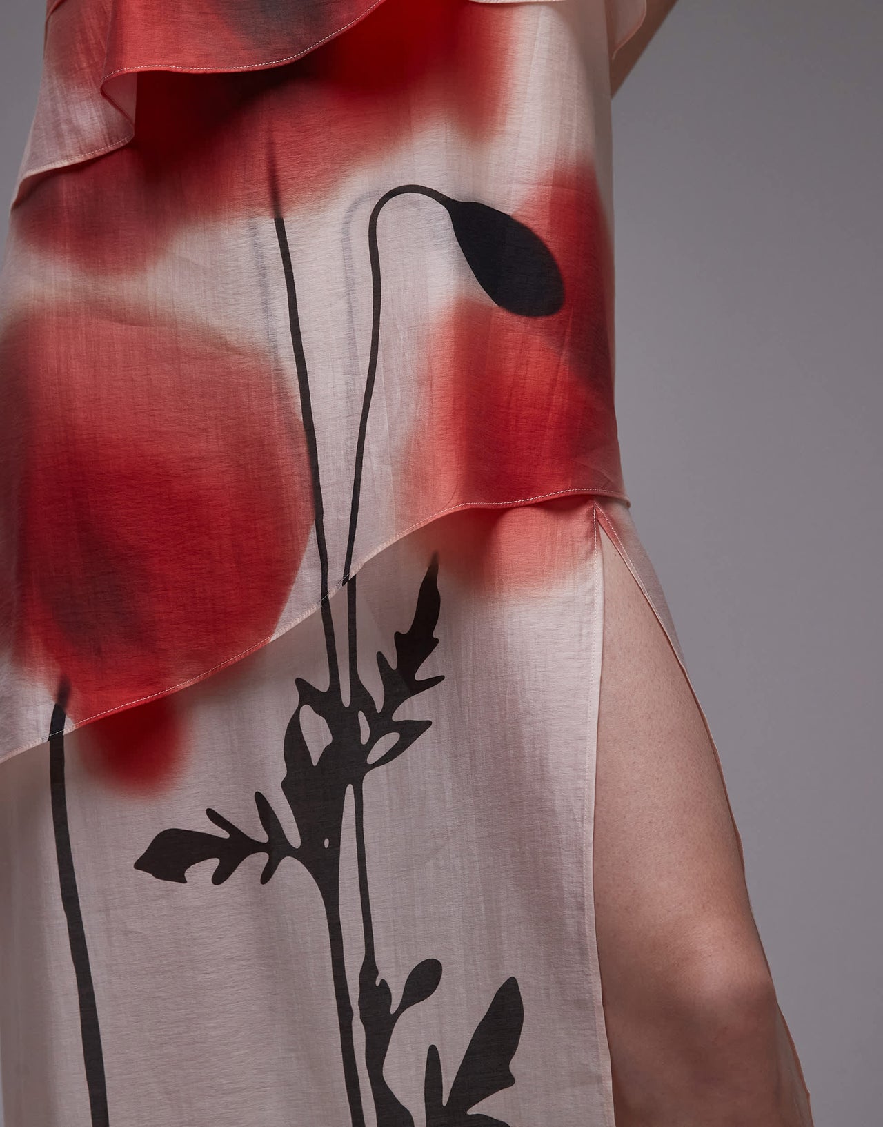 & Other Stories sheer chiffon maxi dress with layers with floral placement print