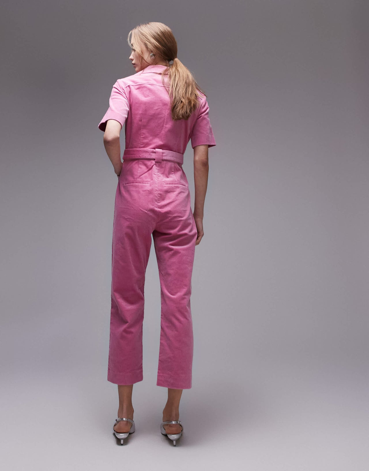 & Other Stories cord belted jumpsuit in light pink