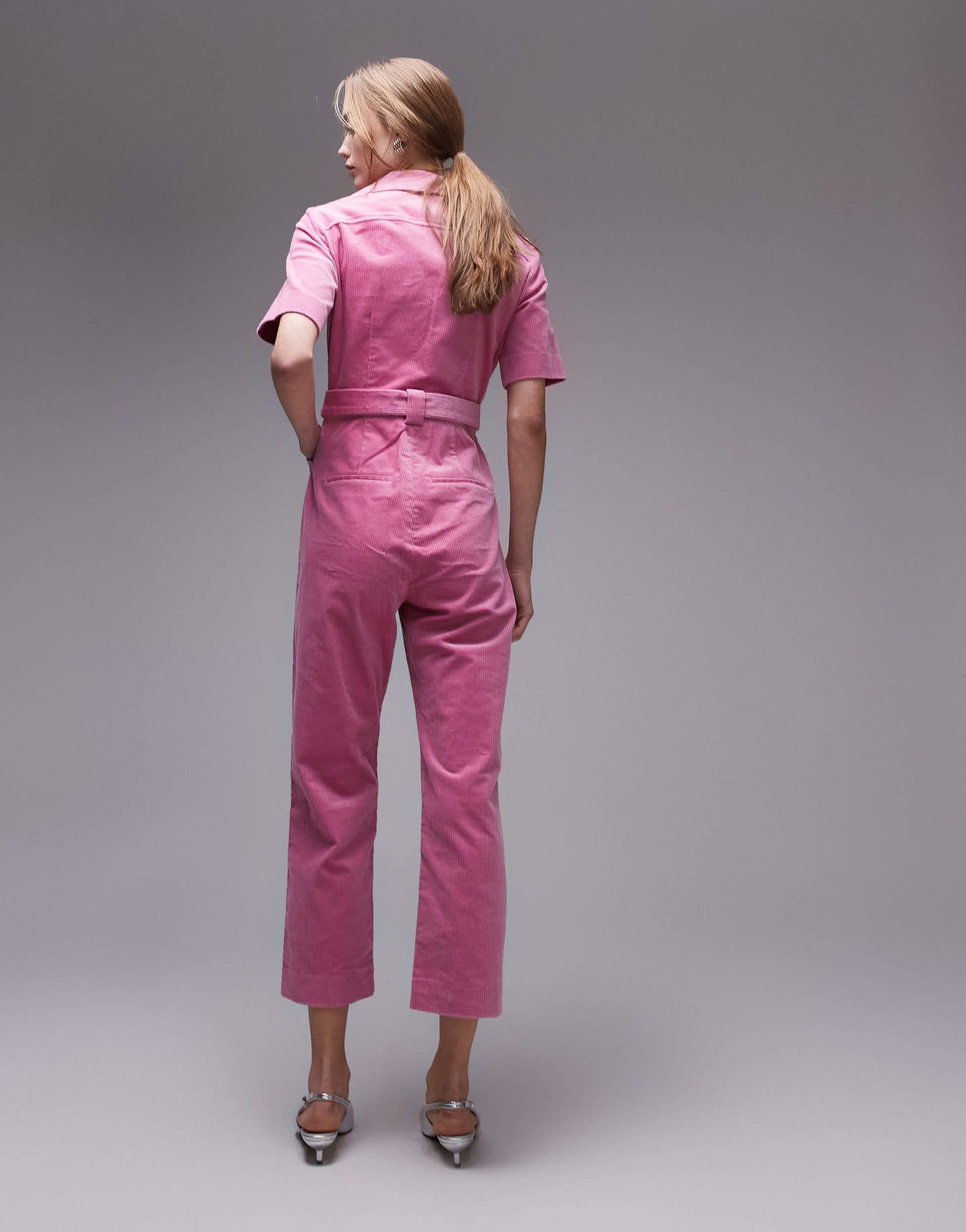 & Other Stories cord belted jumpsuit in light pink