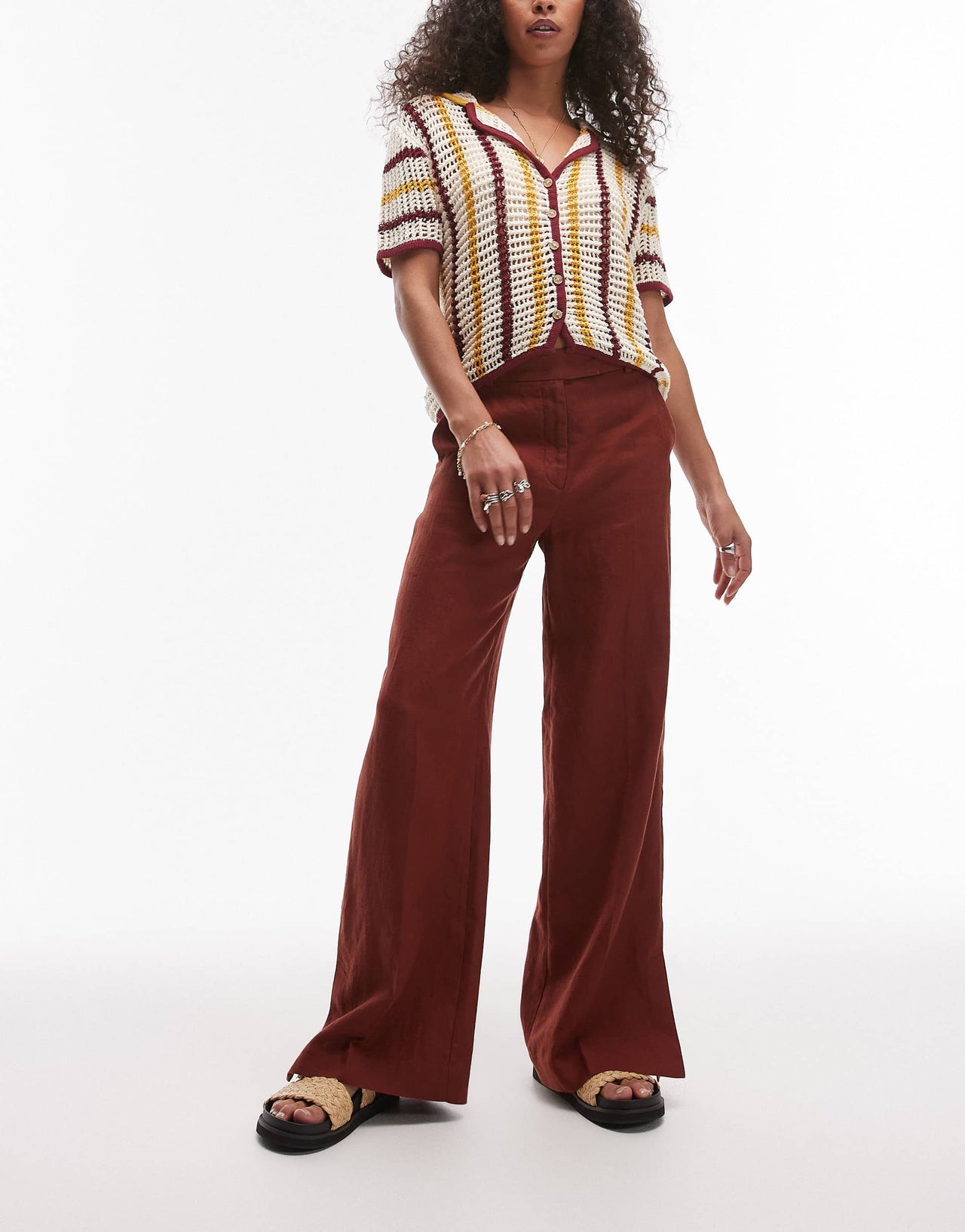 & Other Stories linen trousers in rust red