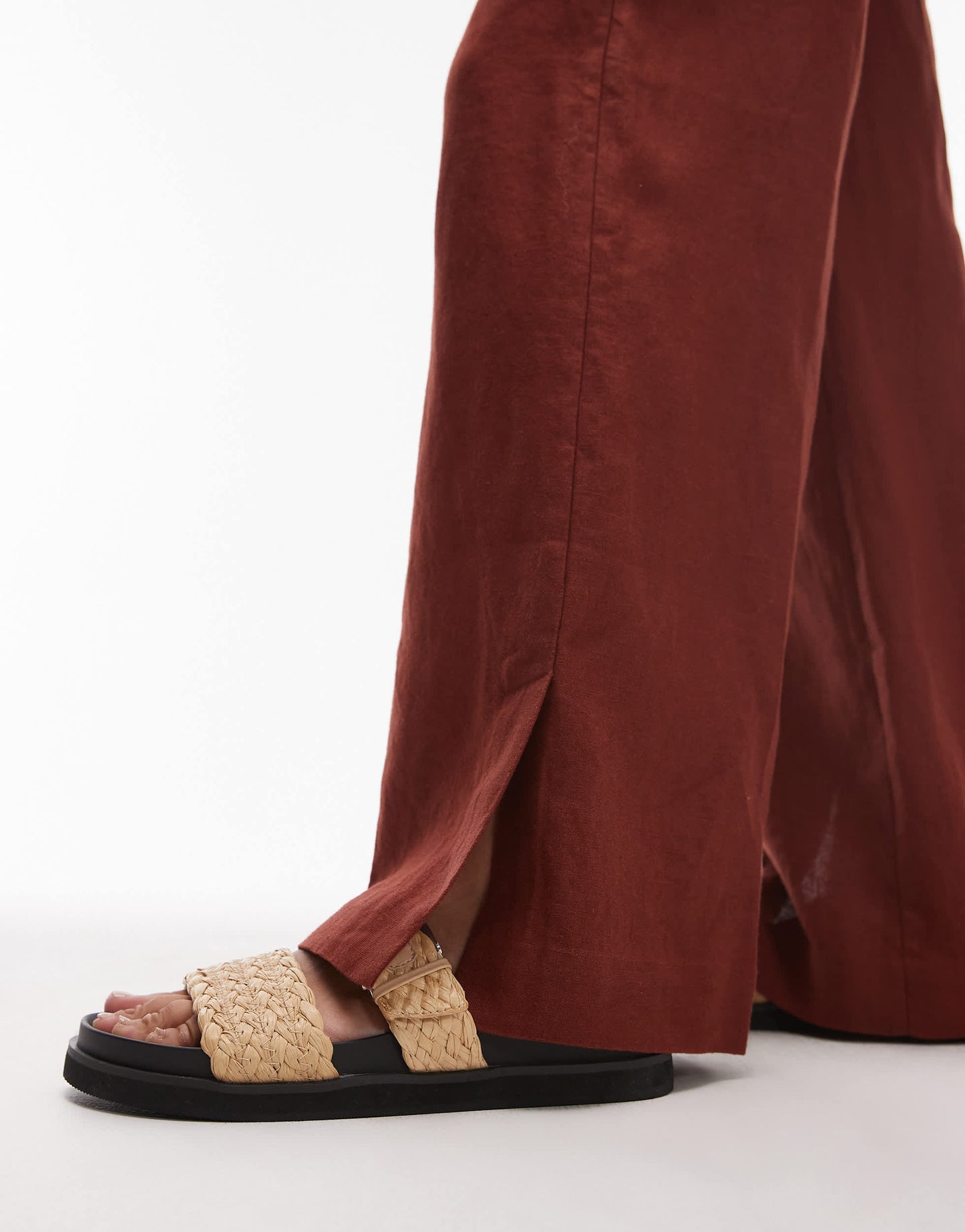 & Other Stories linen trousers in rust red