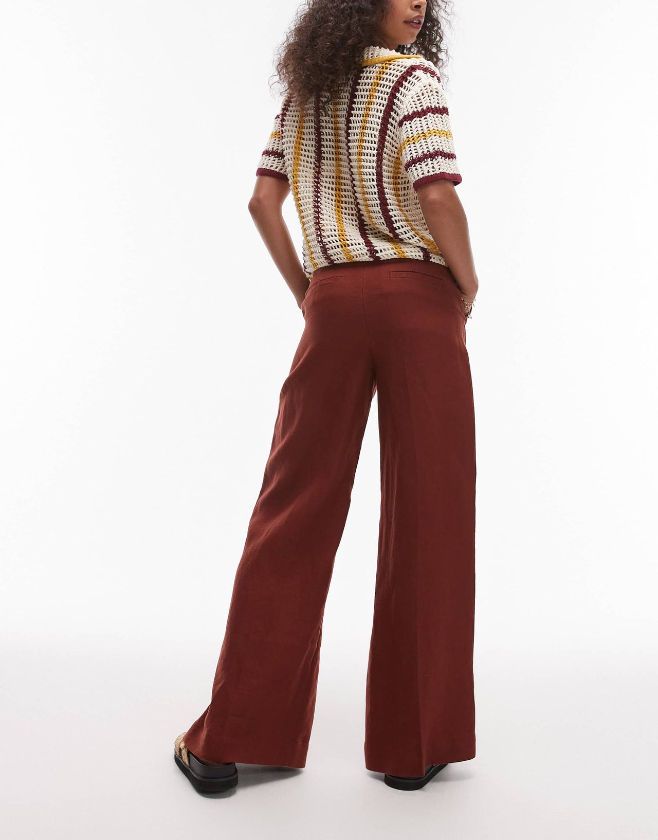 & Other Stories linen trousers in rust red