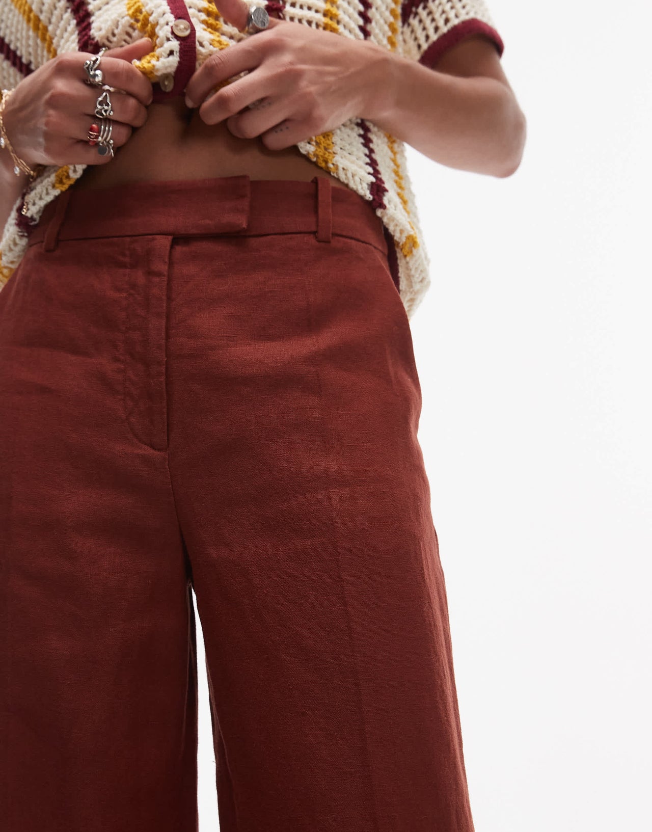 & Other Stories linen trousers in rust red