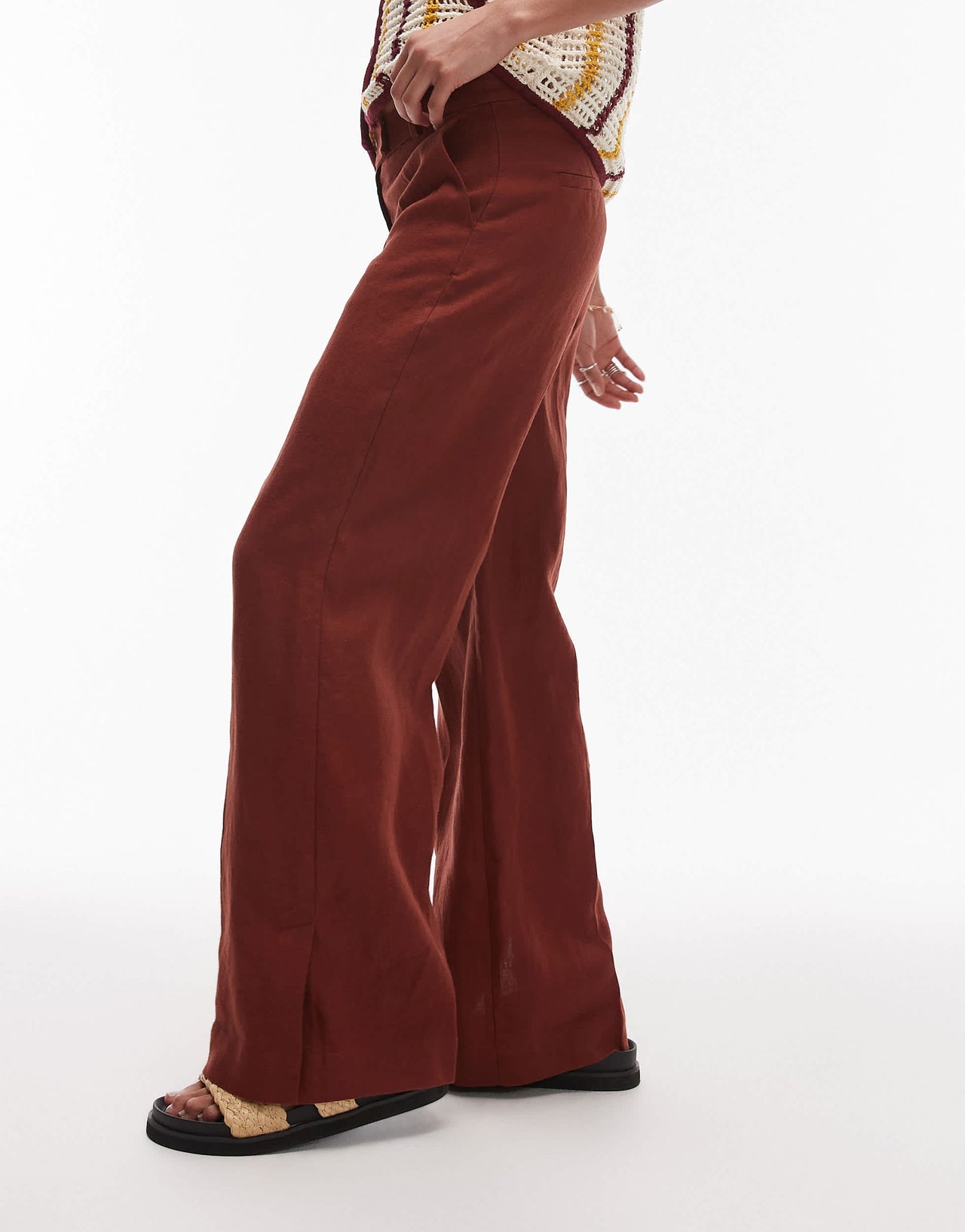 & Other Stories linen trousers in rust red