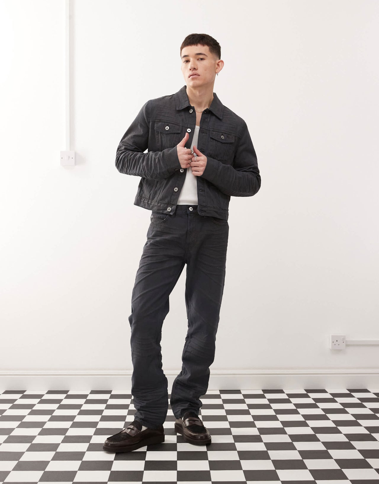 Cheap Monday x Landon Barker Issue slim leg rigid coated jeans in black
