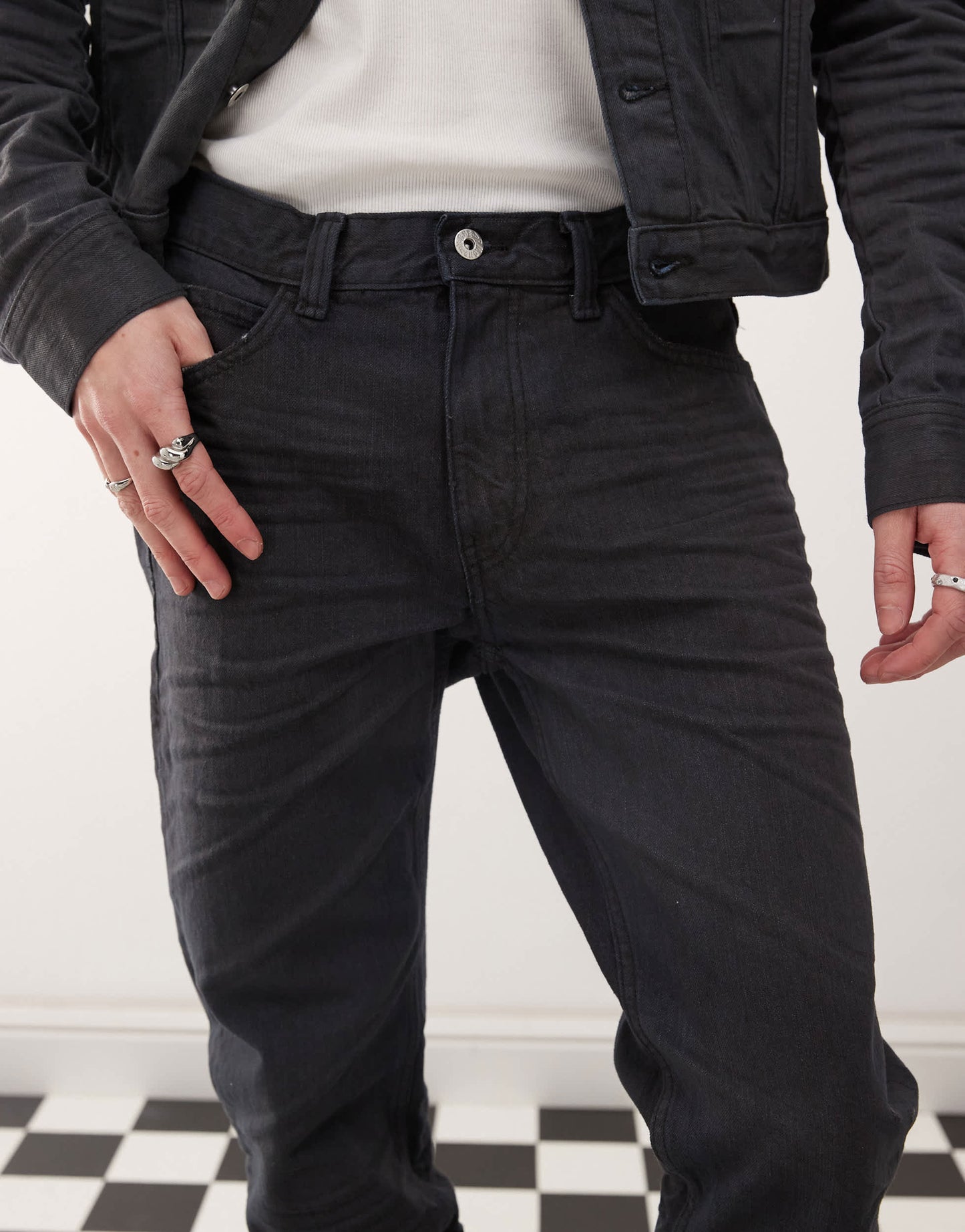 Cheap Monday x Landon Barker Issue slim leg rigid coated jeans in black