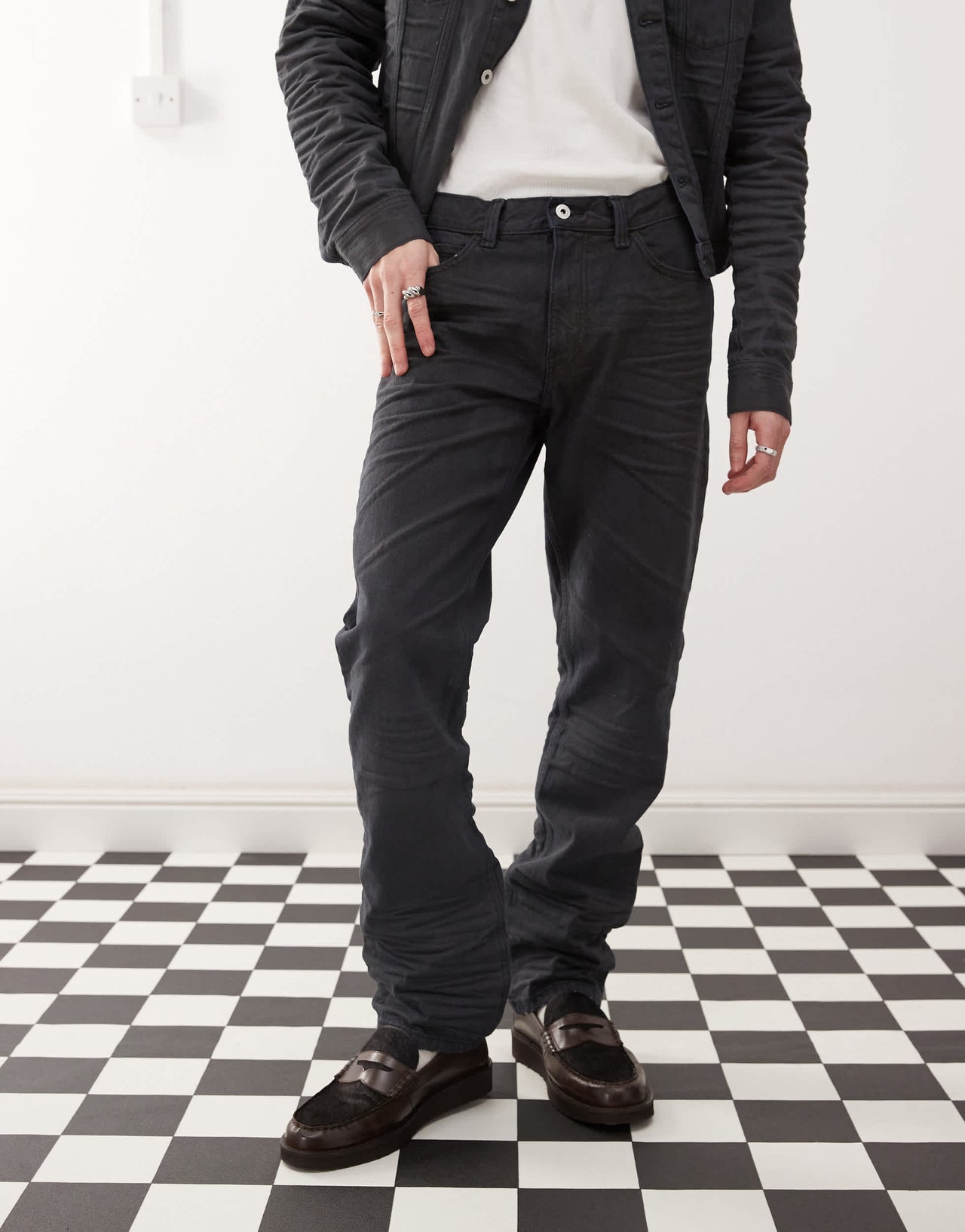 Cheap Monday x Landon Barker Issue slim leg rigid coated jeans in black