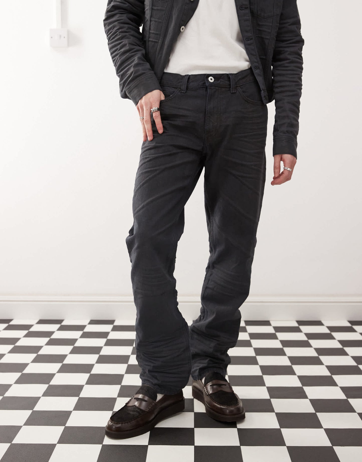Cheap Monday x Landon Barker Issue slim leg rigid coated jeans in black