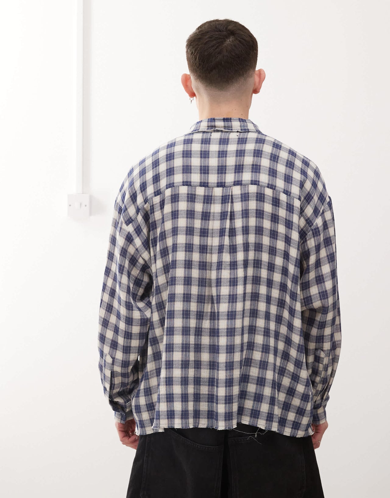 Cheap Monday x Landon Barker boxy fit check shirt in blue and yellow