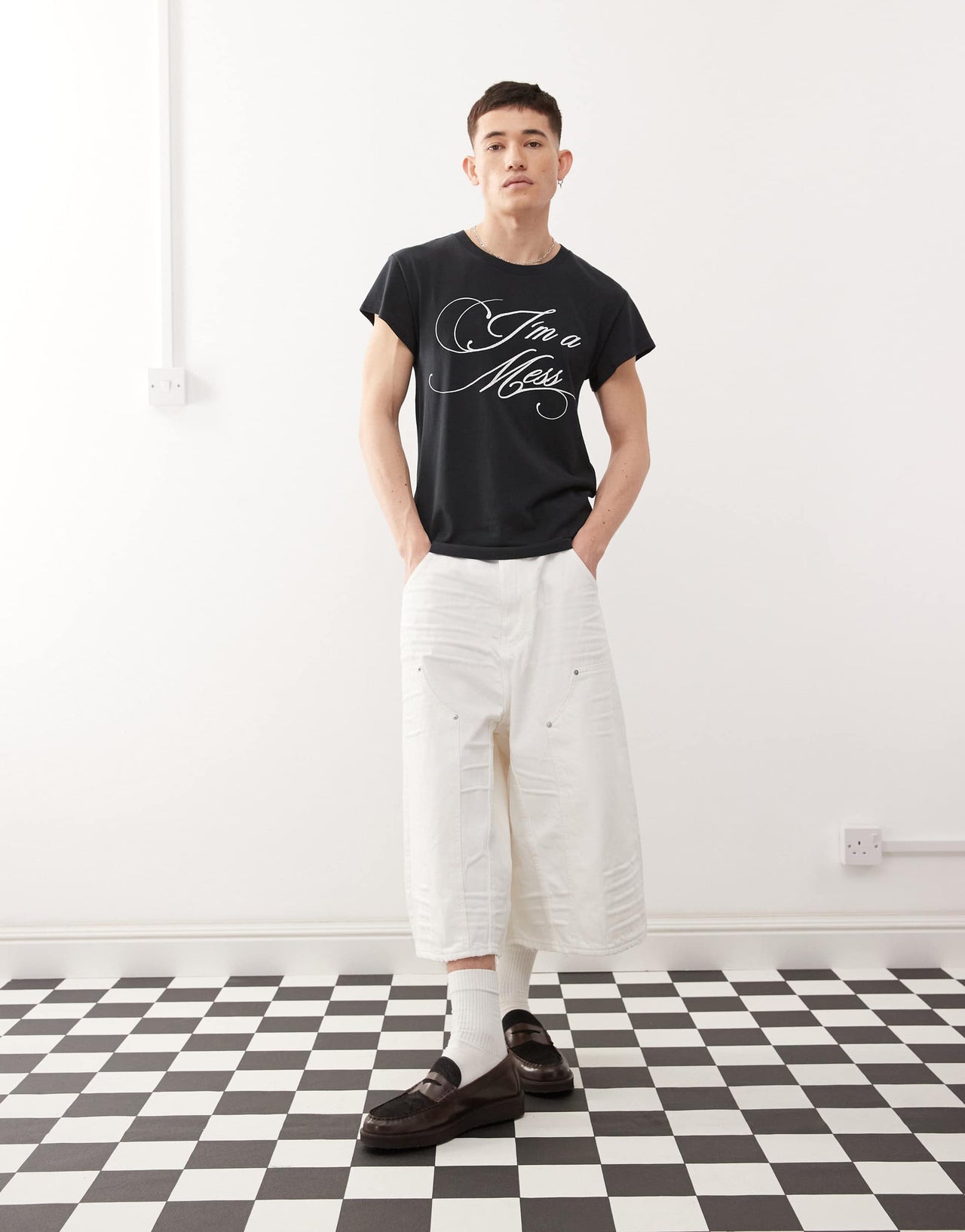 Cheap Monday x Landon Barker Dunno jorts in white