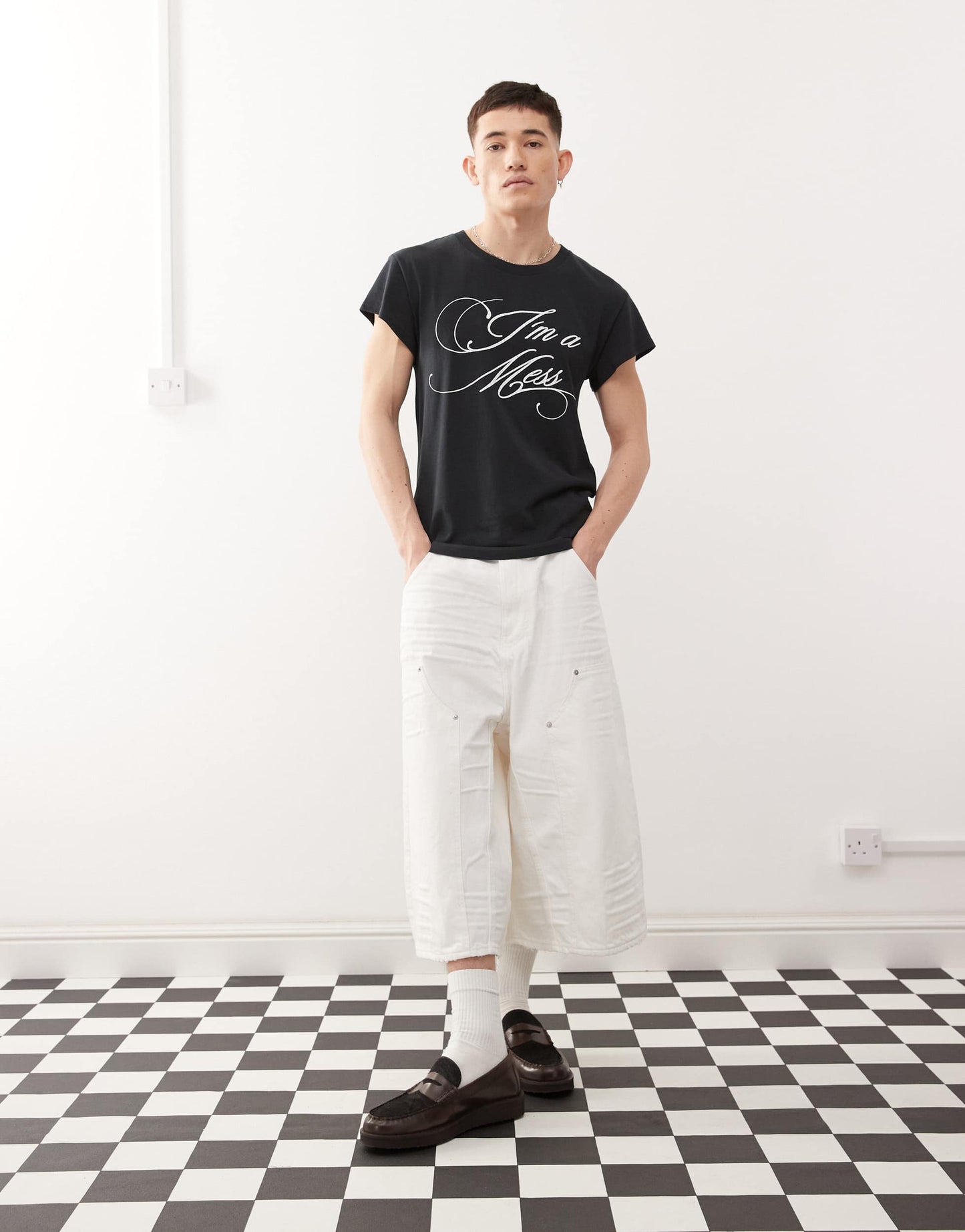 Cheap Monday x Landon Barker Dunno jorts in white