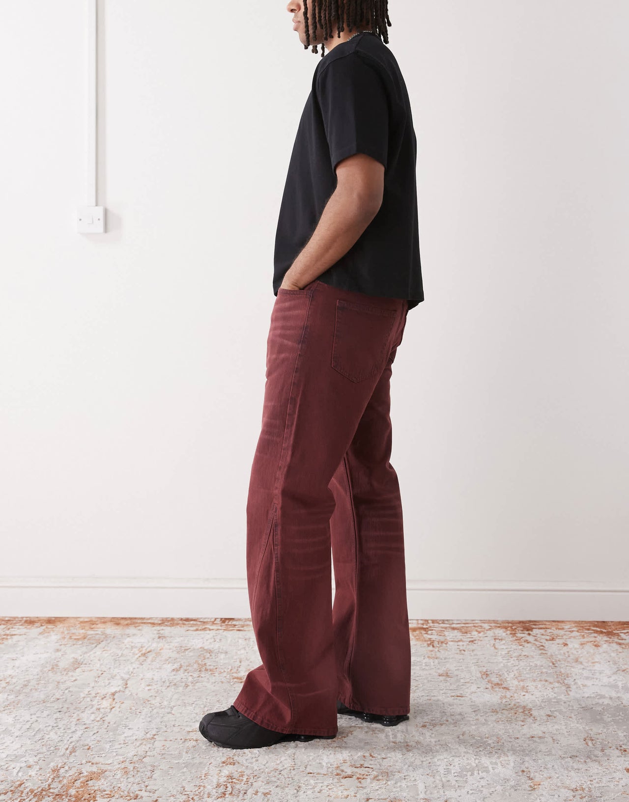 Cheap Monday x Landon Barker Boo Bootleg jeans in burgundy wash
