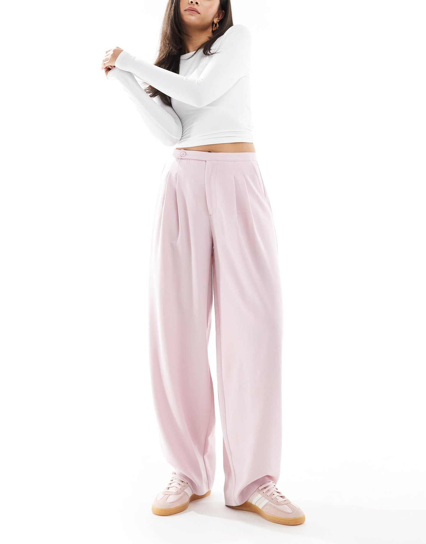 Stradivarius tailored balloon leg trouser in pink