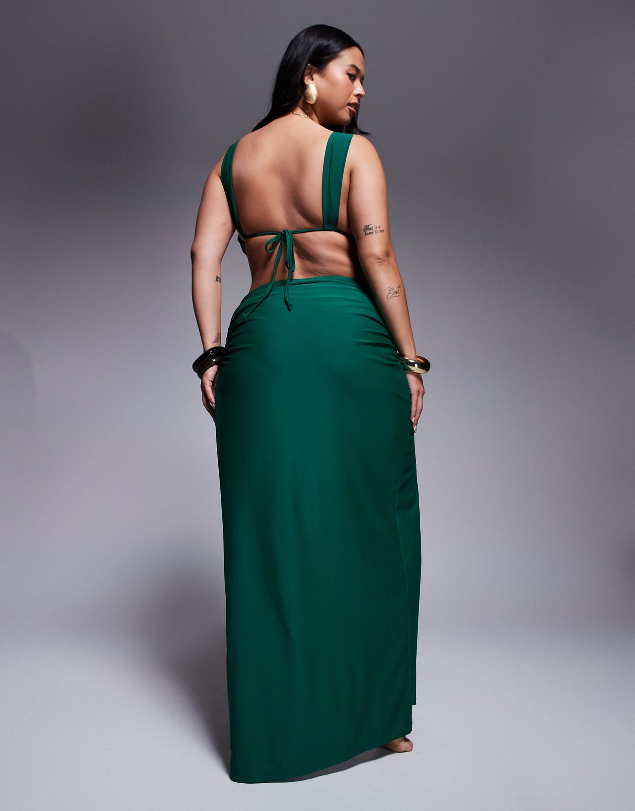 Moda Minx Curve wrap maxi skirt in green