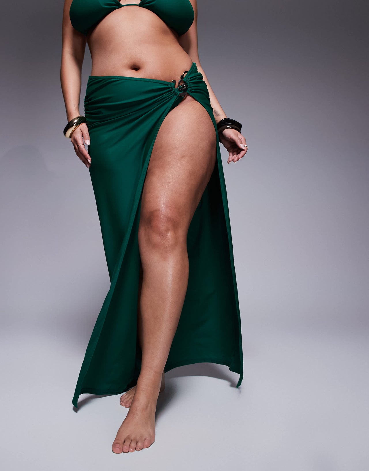 Moda Minx Curve wrap maxi skirt in green
