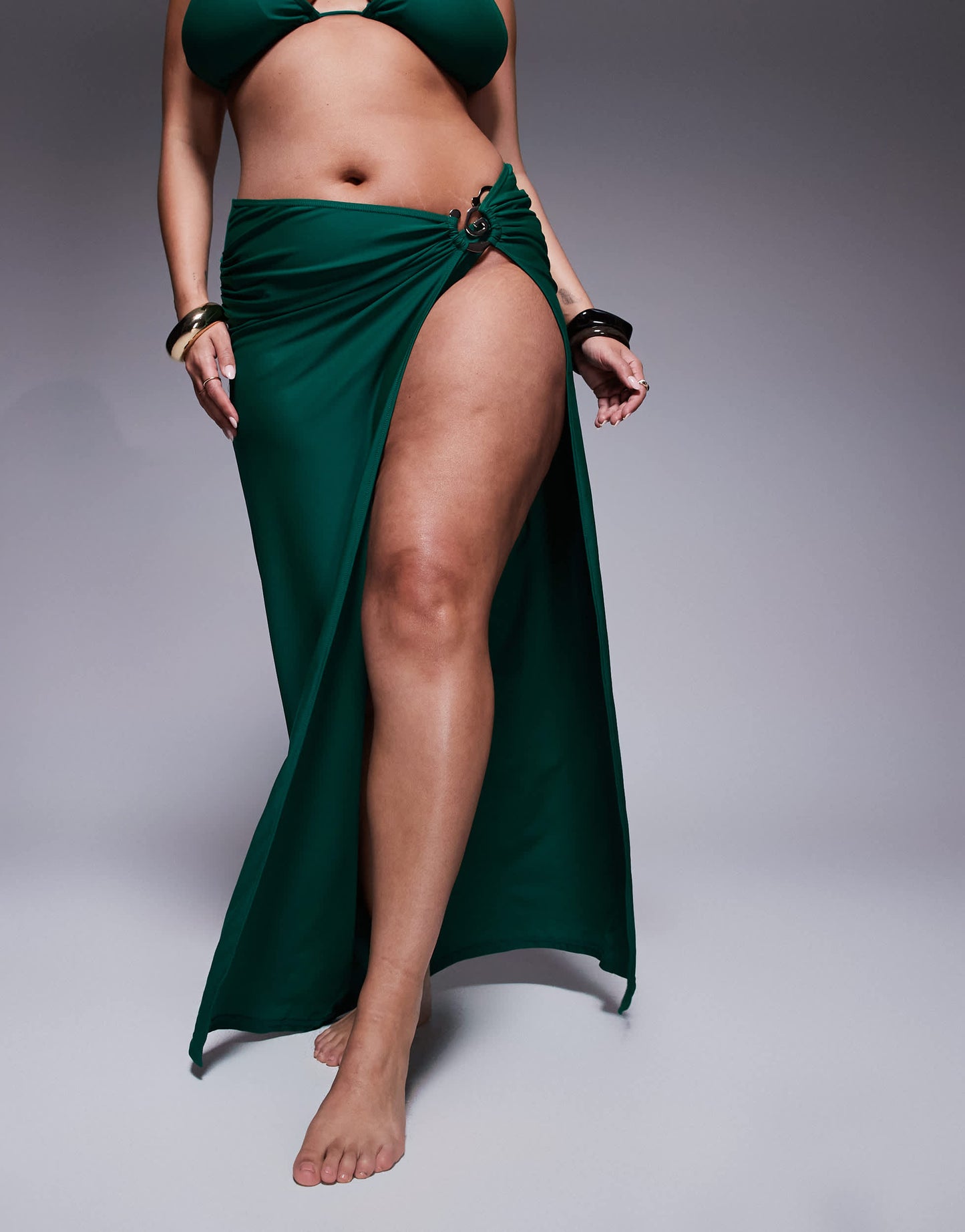 Moda Minx Curve wrap maxi skirt in green