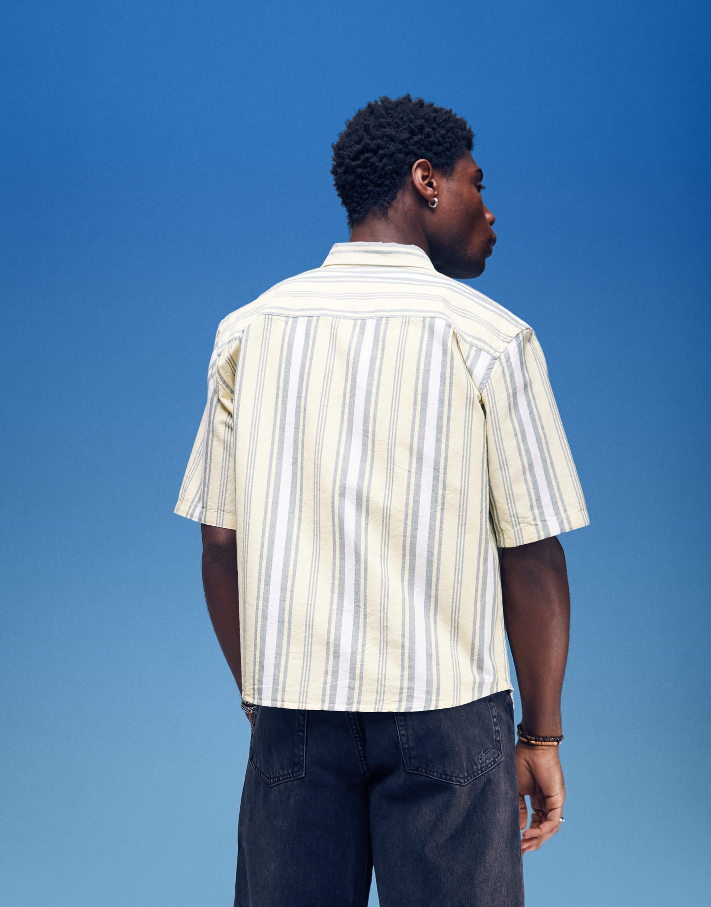 Weekday short sleeve shirt in yellow stripe
