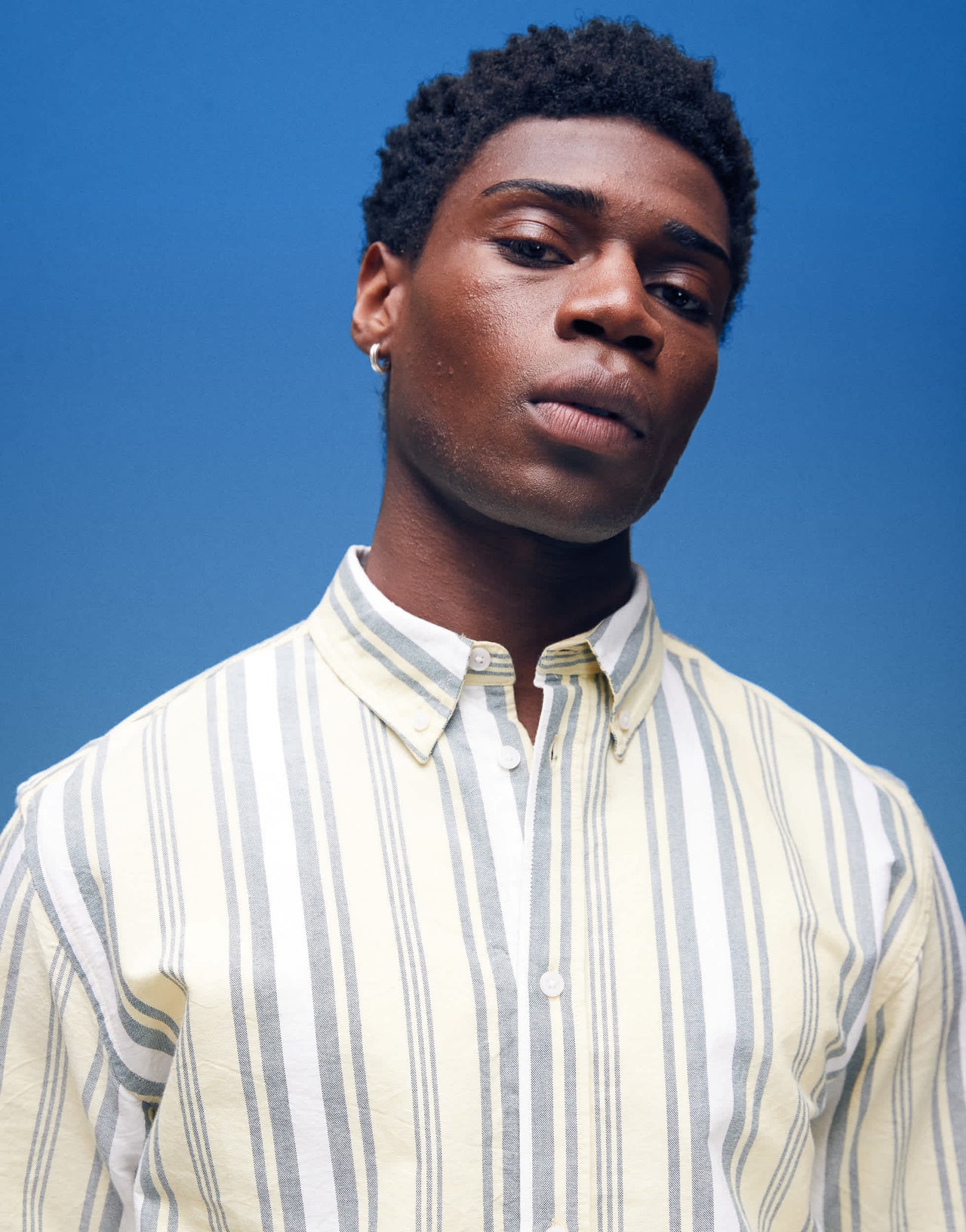 Weekday short sleeve shirt in yellow stripe