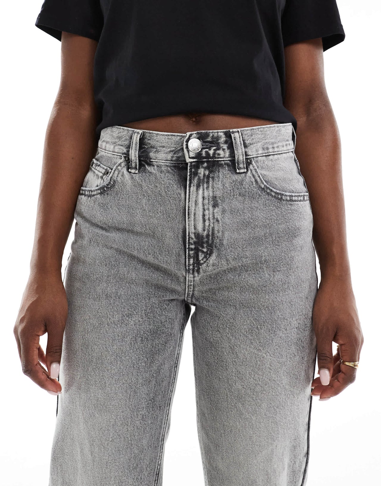 Pull&Bear high rise mom jean in washed grey