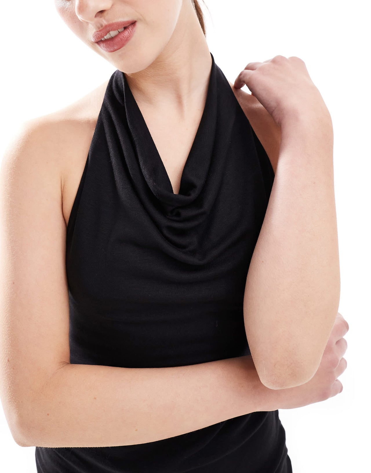 Cotton  On Isla cowl neck mini dress in black