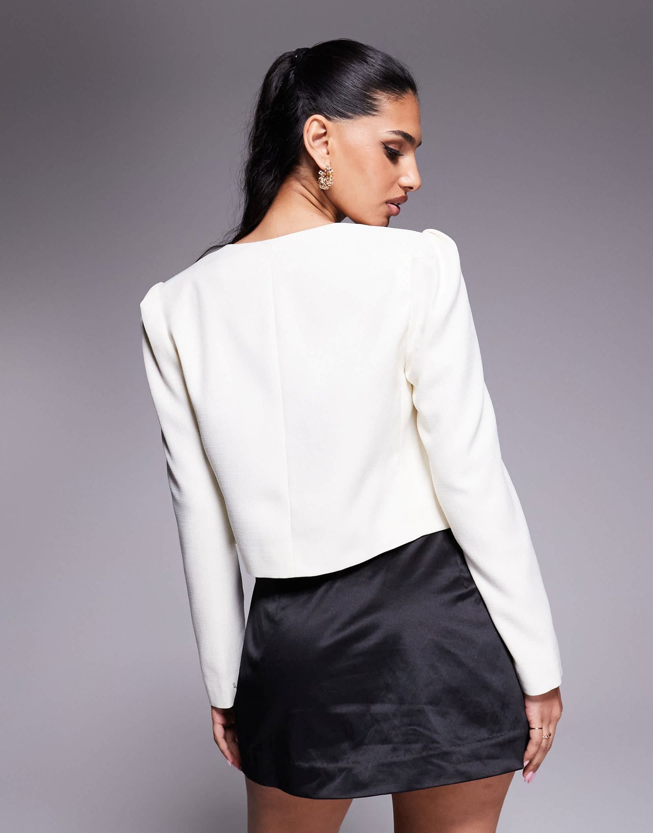 River Island tie front blazer in cream