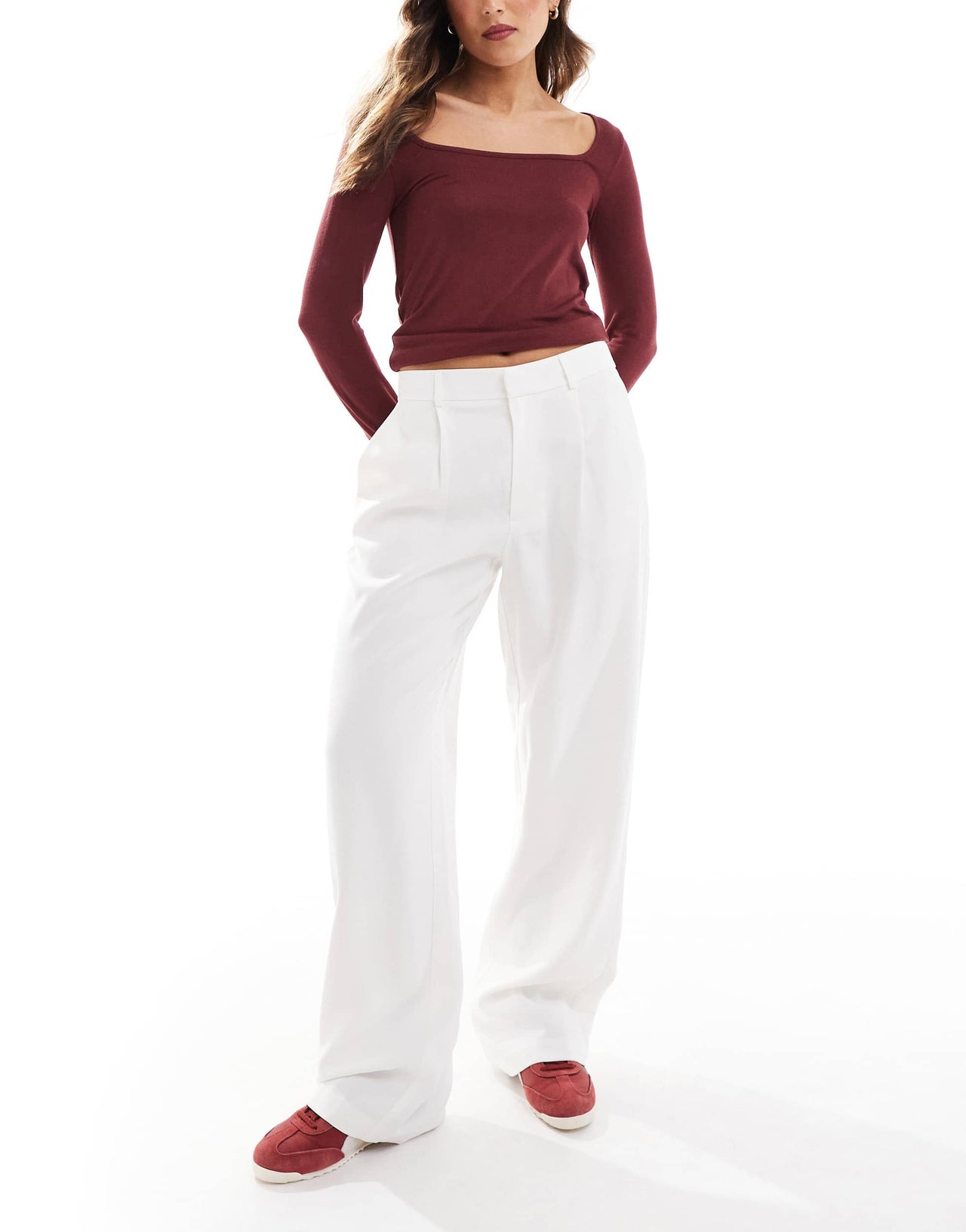 Stradivarius tailored dad trouser in white