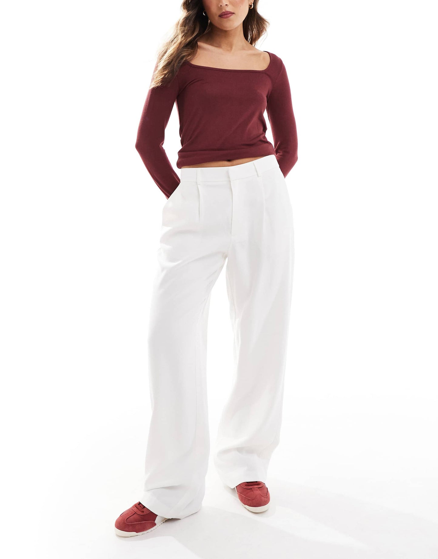 Stradivarius tailored dad trouser in white