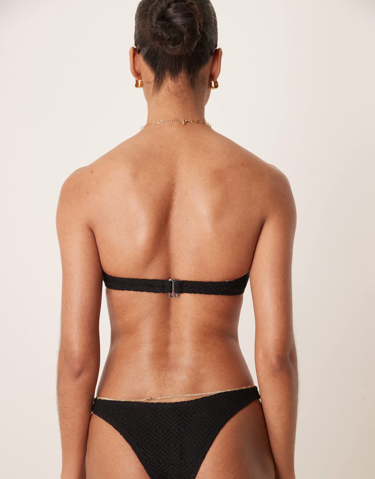 Stradivarius bandeau crochet bikini top in black