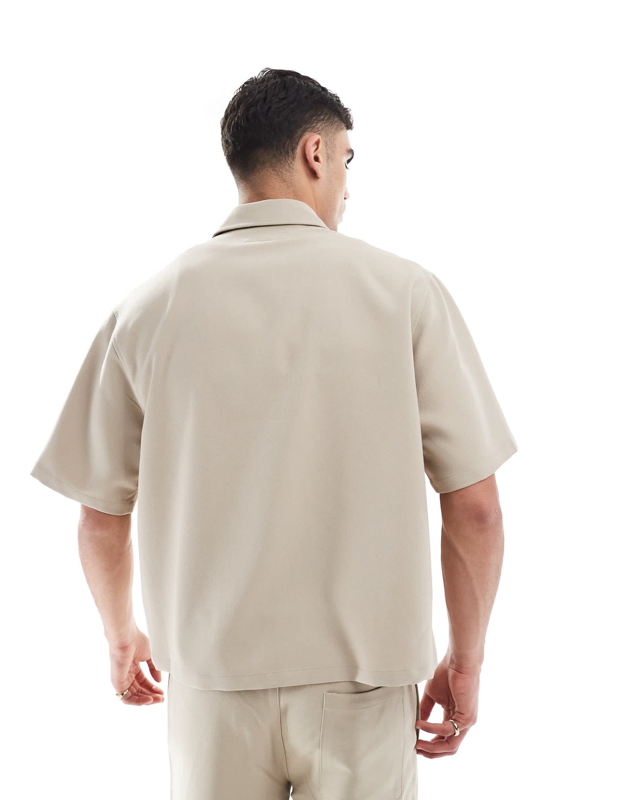 Bershka premium shirt co-ord in beige