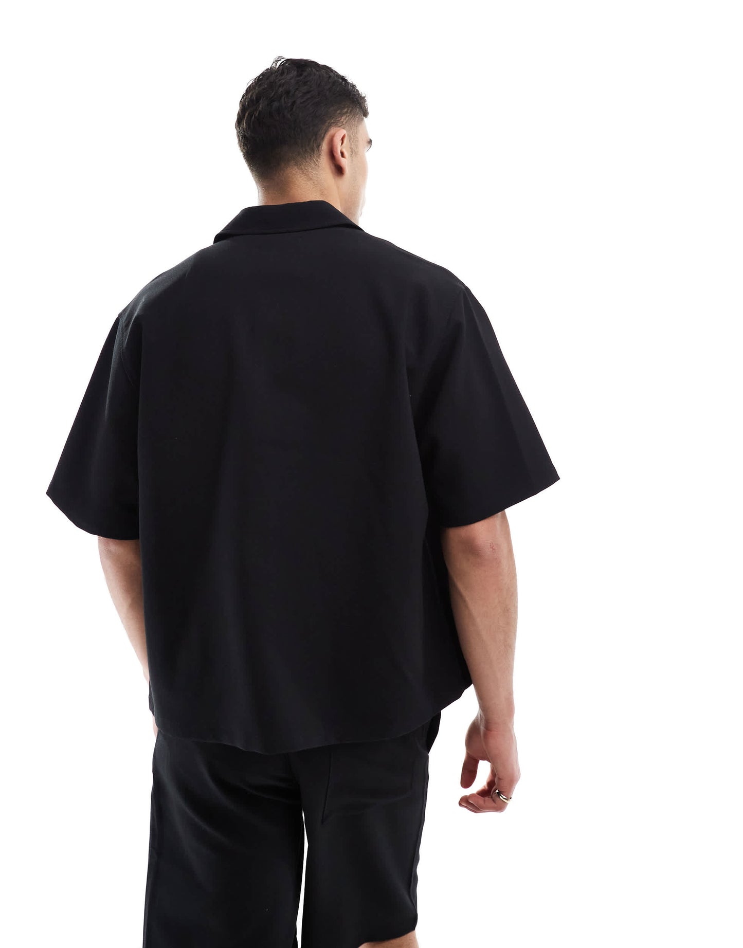 Bershka premium shirt co-ord in black