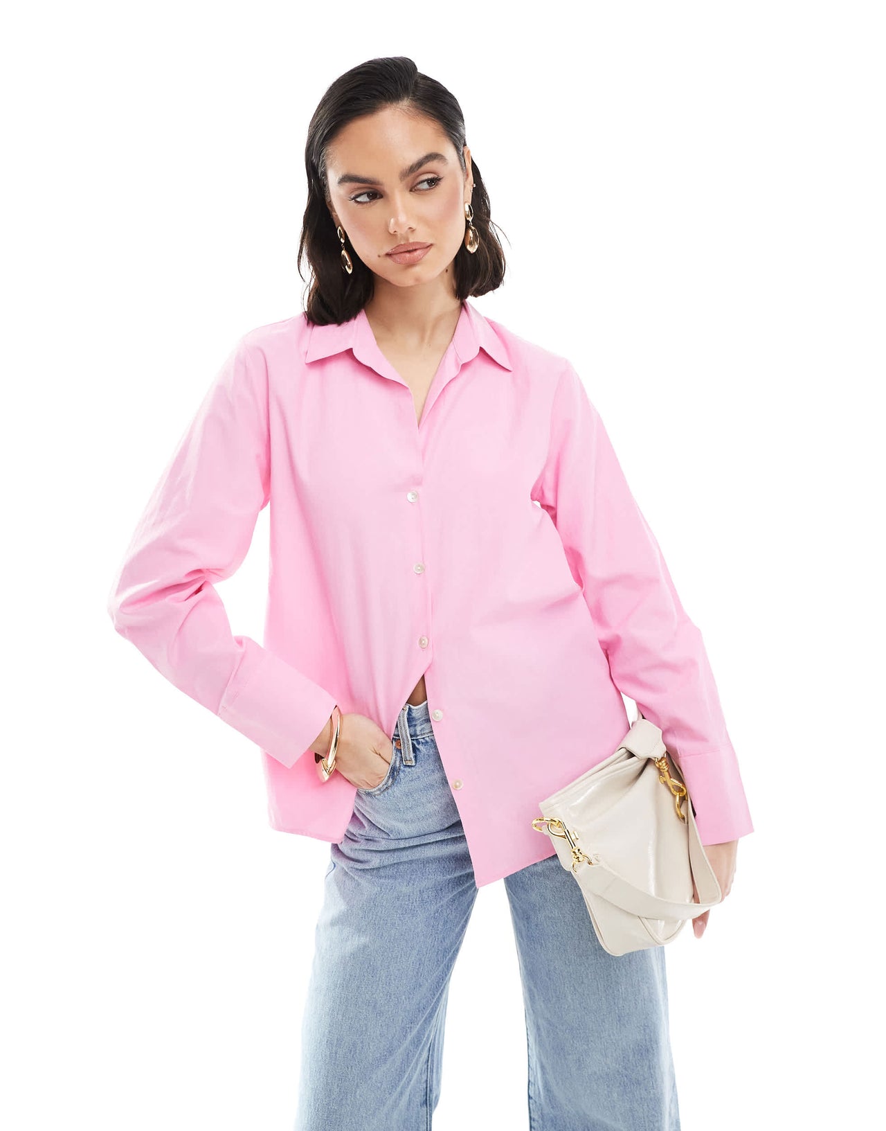 Stradivarius oversized shirt in pink