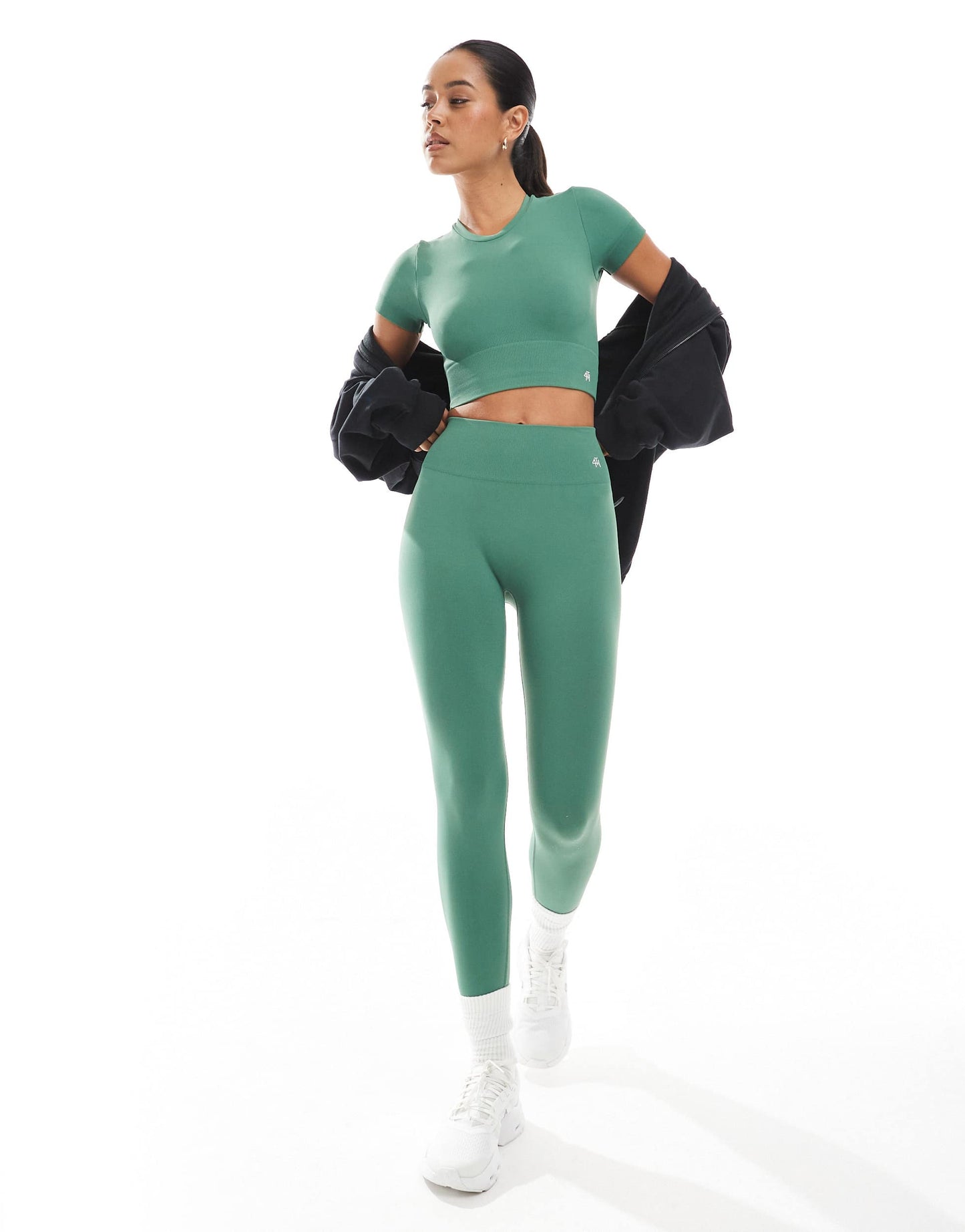 4th & Reckless seamless sculpting active high waisted leggings co-ord in green