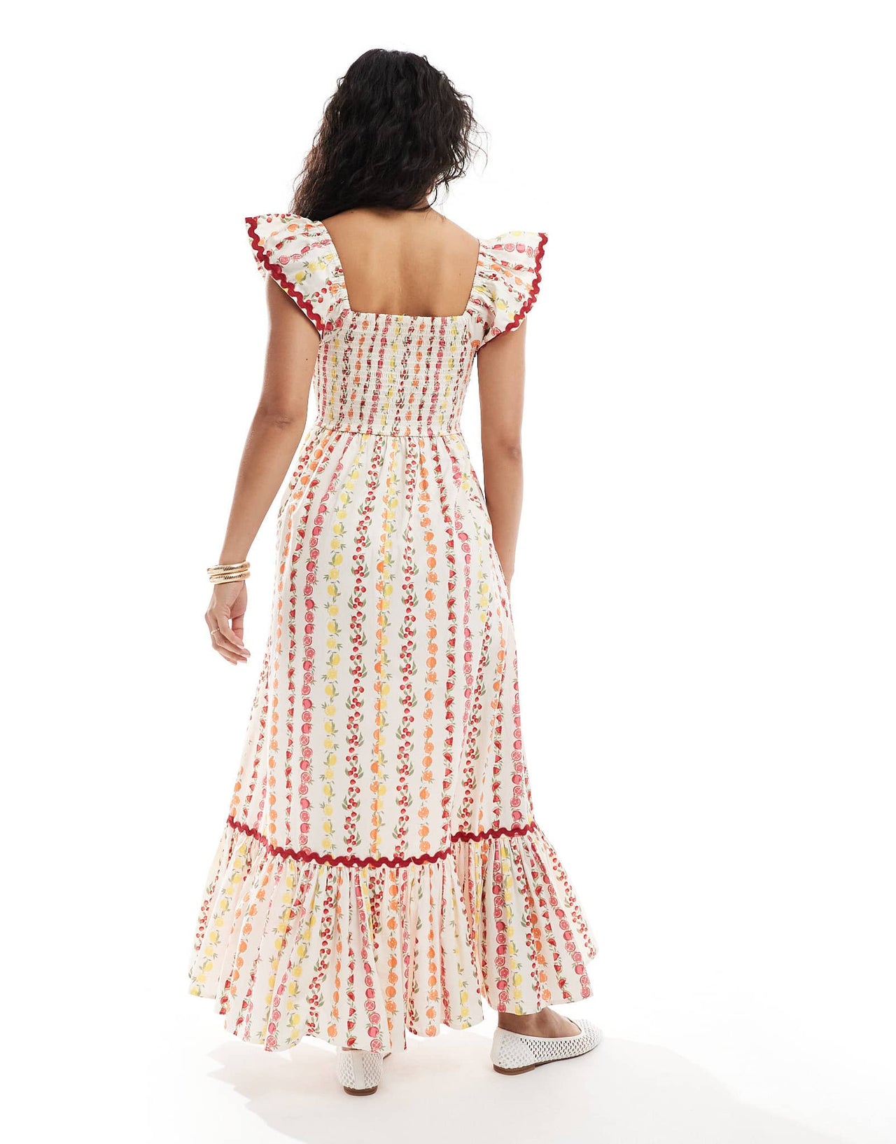 Miss Selfridge poplin maxi dress in fruit print