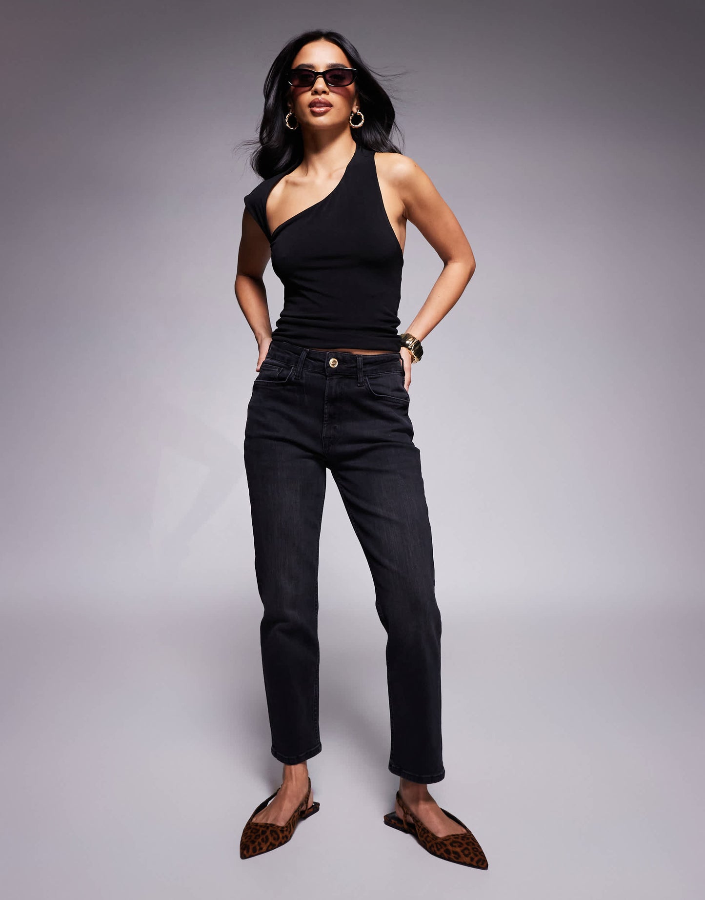 River Island Petite slim jean in black