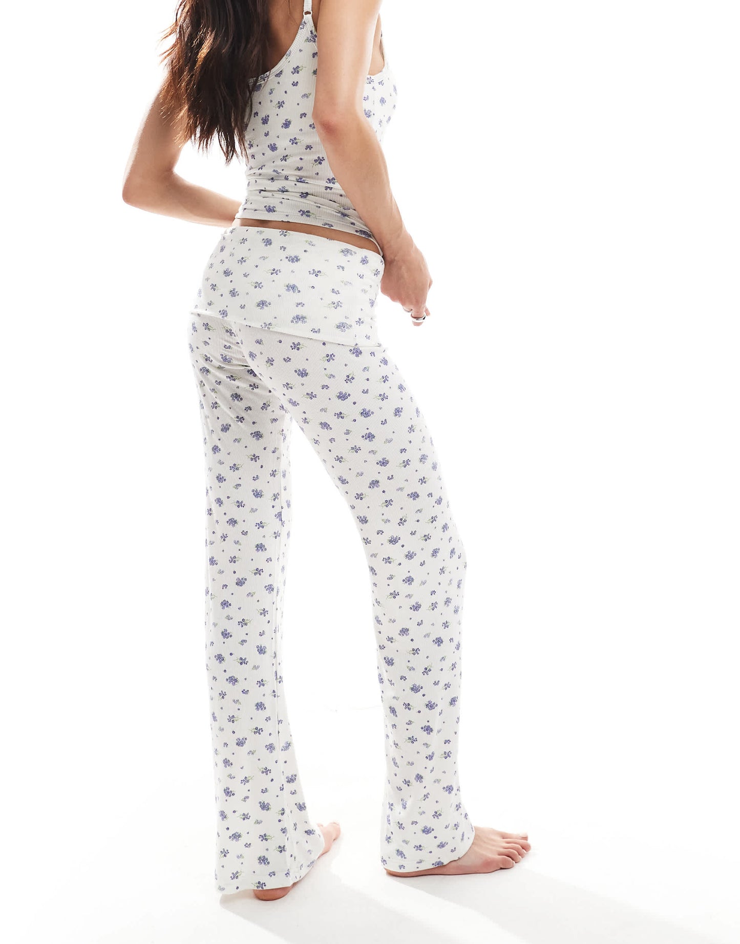 Cotton On sleep recovery roll-waist lounge trousers co-ord in lilac ditsy