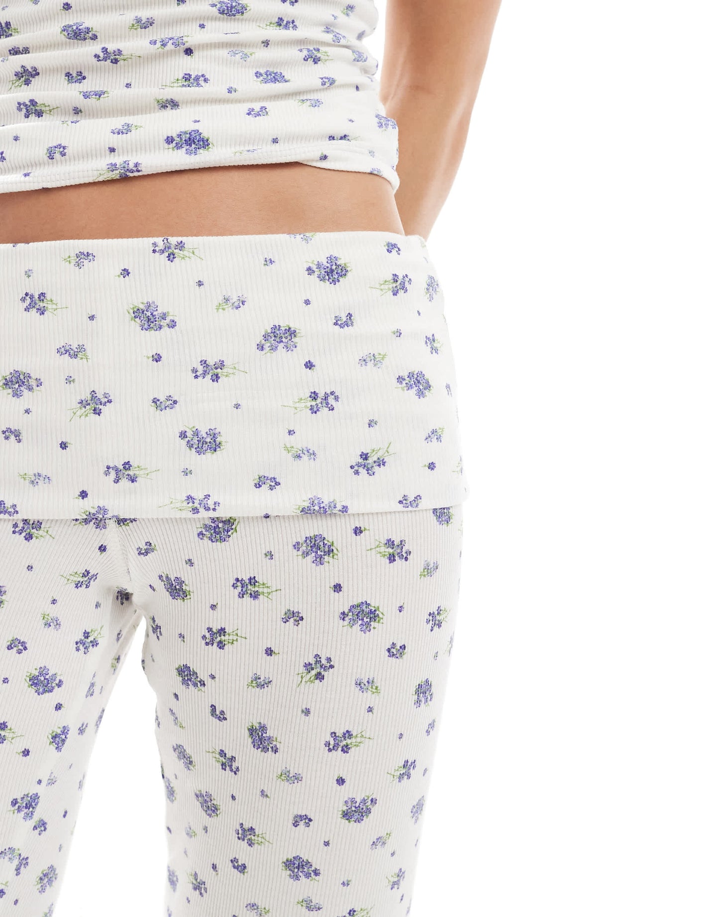 Cotton On sleep recovery roll-waist lounge trousers co-ord in lilac ditsy
