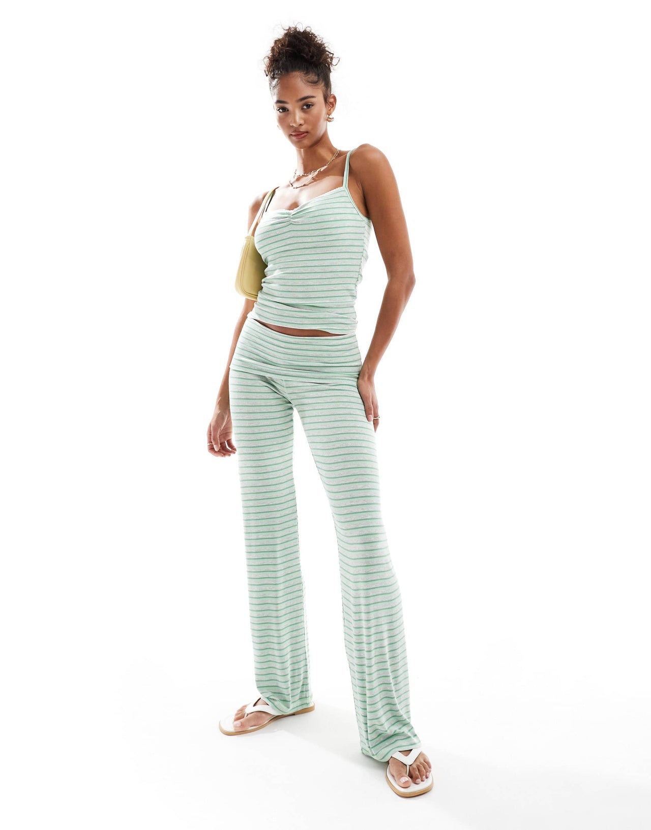 Cotton On striped rosette sleep cami co-ord in green