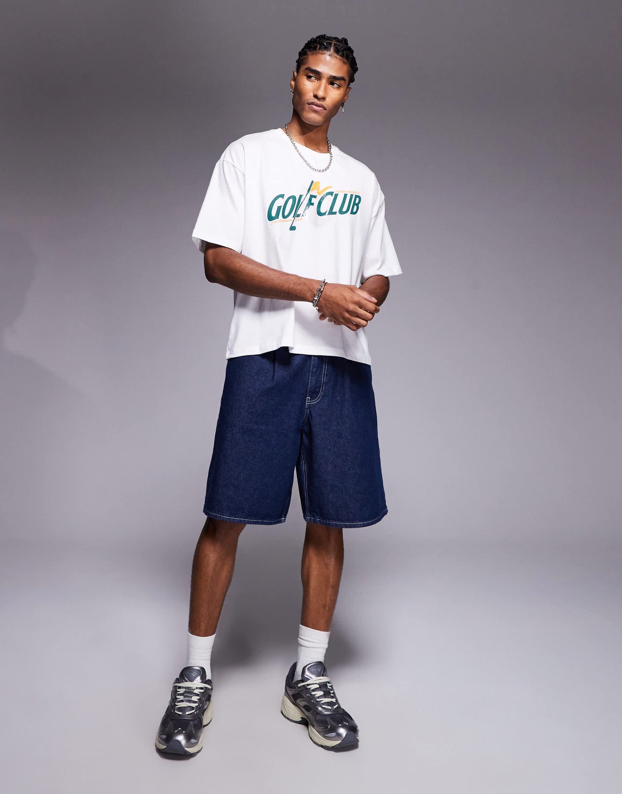 ASOS DESIGN boxy oversized t-shirt with golf graphic in white