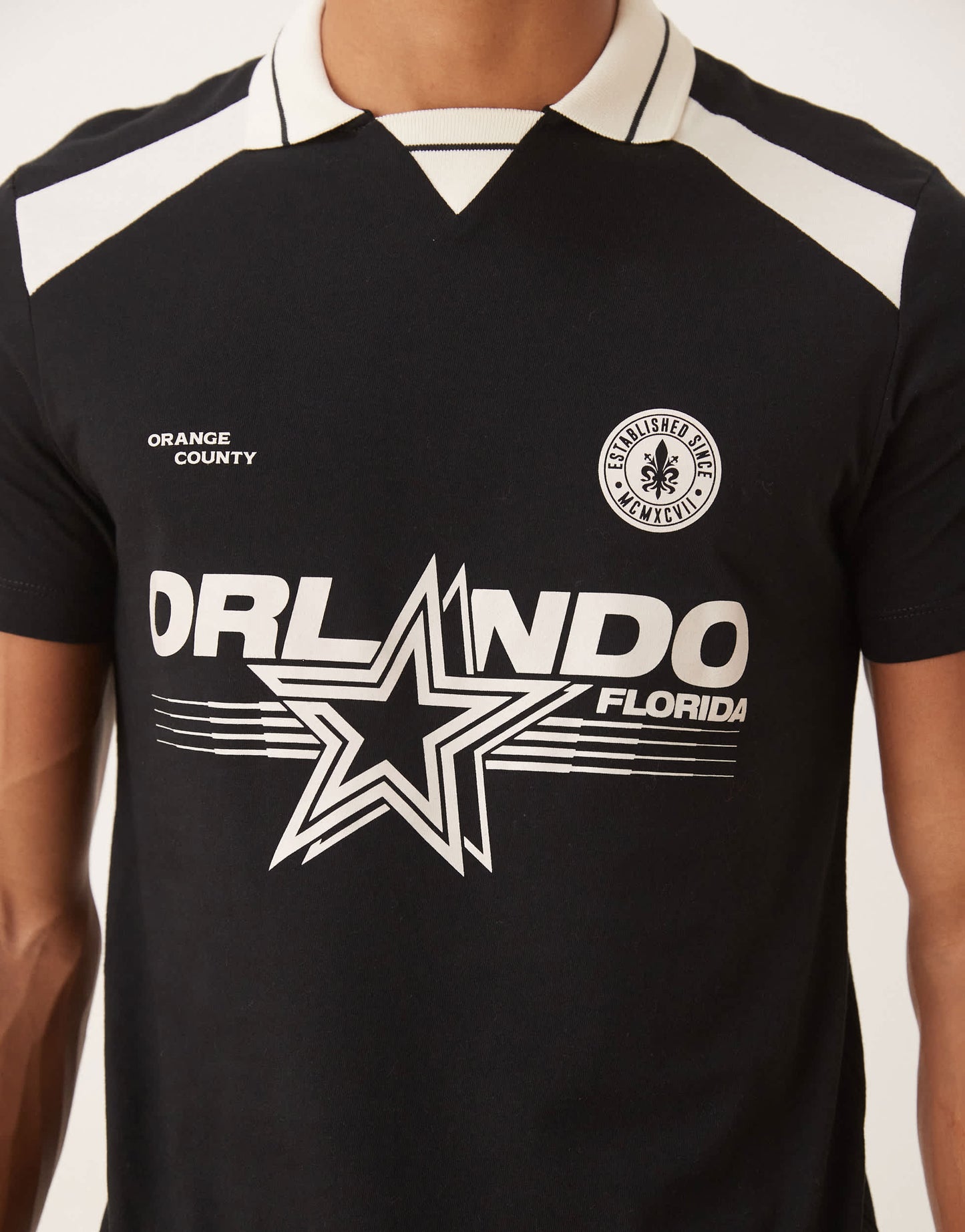 ASOS DESIGN polo with city graphic in black