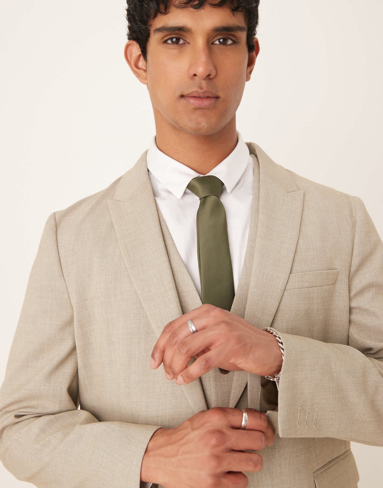 ASOS DESIGN slim suit jacket in light grey melange texture