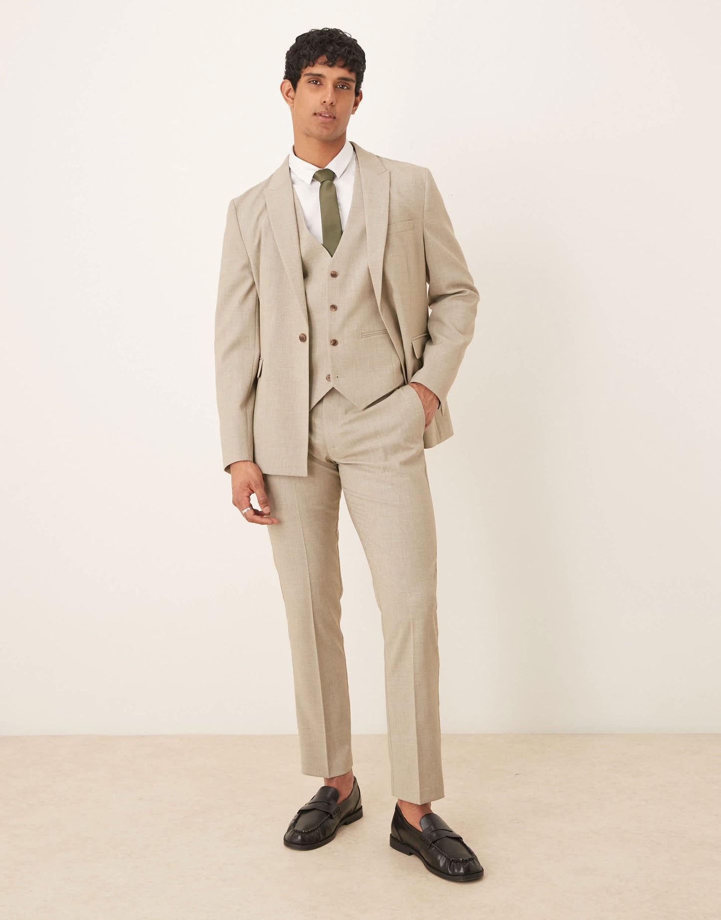 ASOS DESIGN slim suit jacket in light grey melange texture