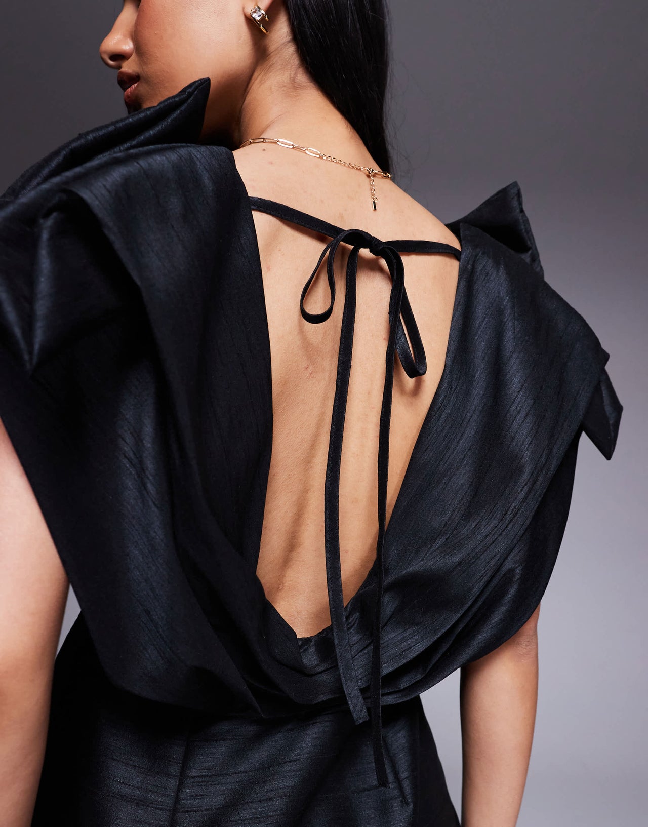 ASOS DESIGN structured plunge mini dress in black
