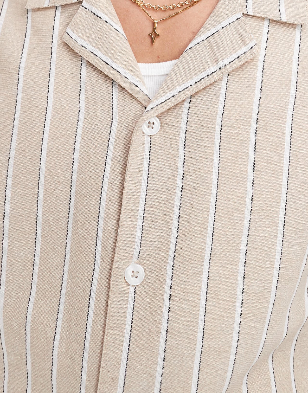 Goldsboro revere stripe shirt in white and stone