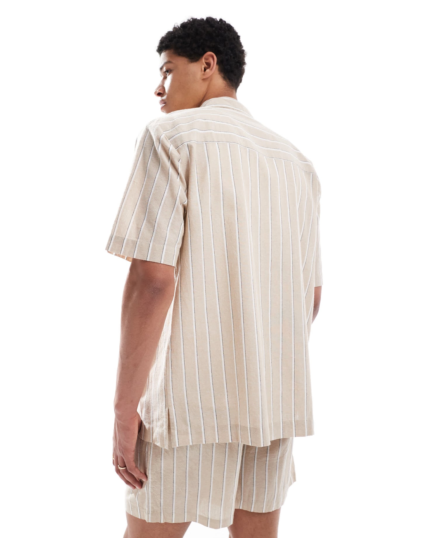 Goldsboro revere stripe shirt in white and stone